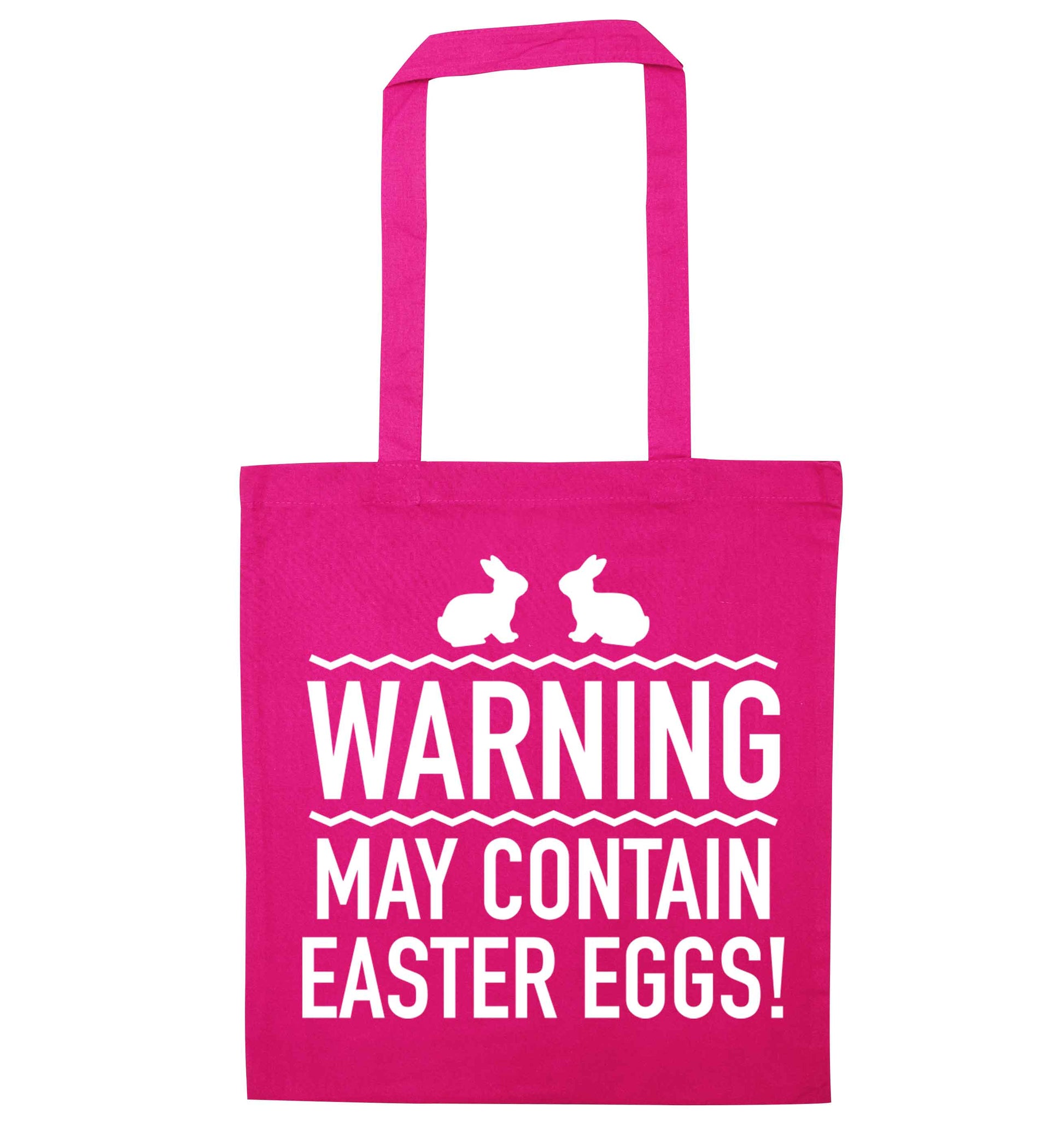 Warning may contain Easter eggs pink tote bag