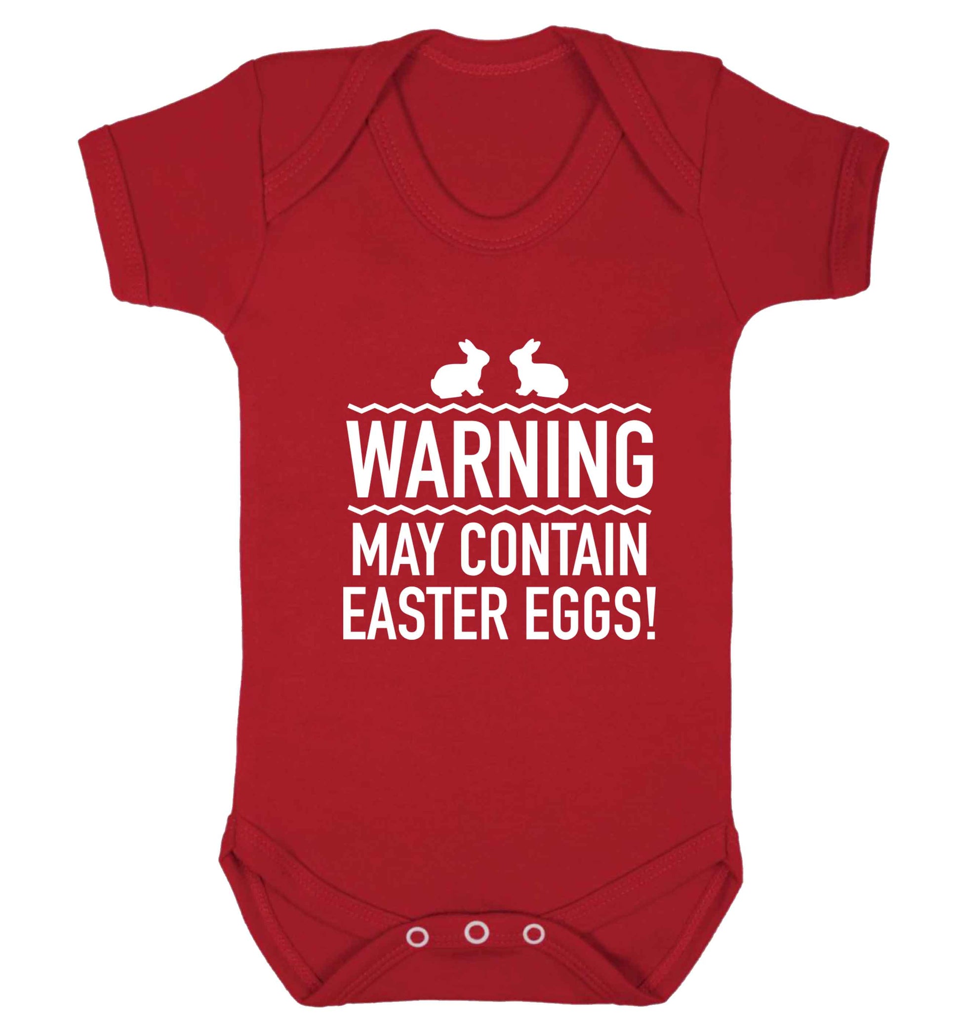 Warning may contain Easter eggs baby vest red 18-24 months