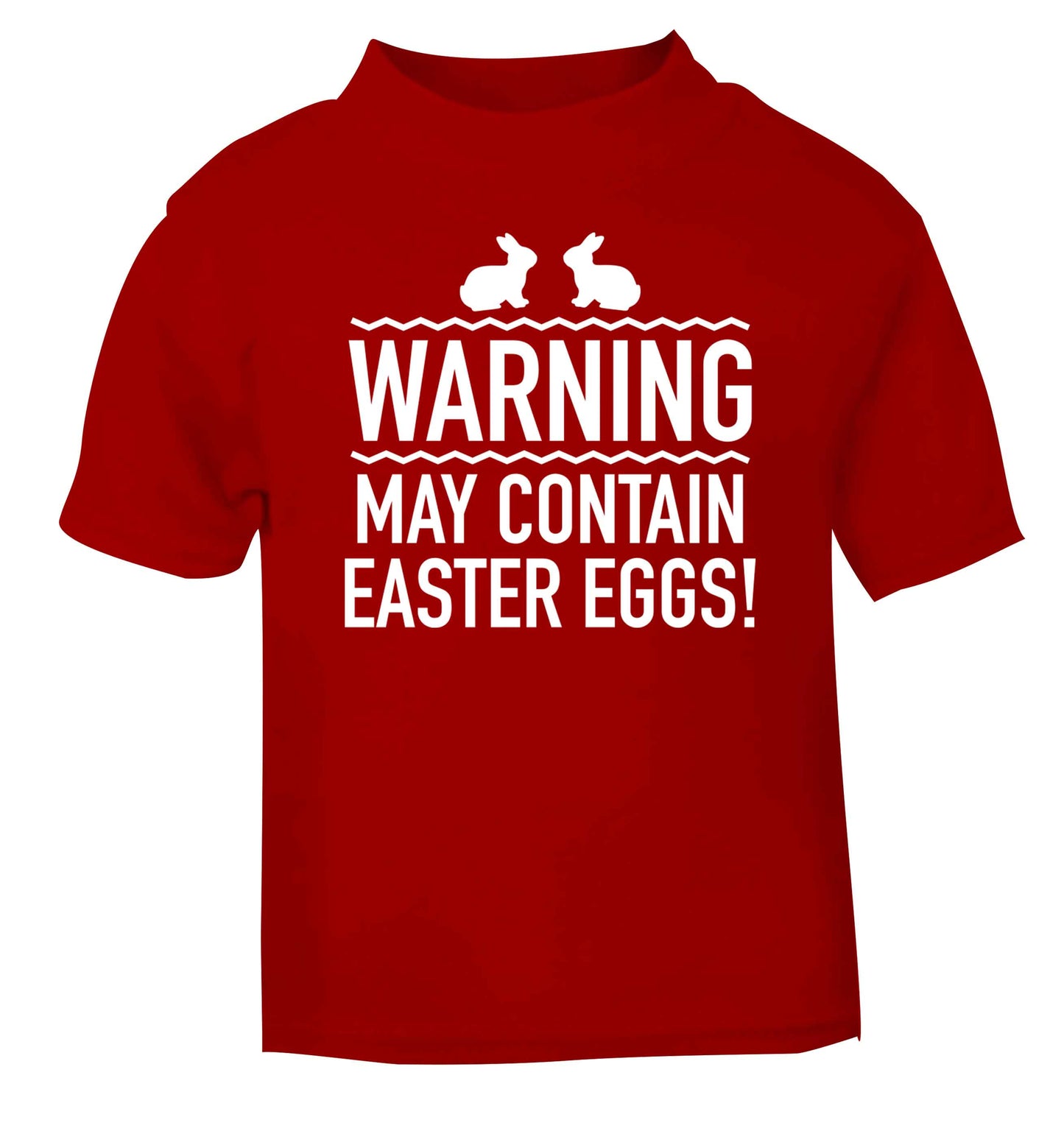 Warning may contain Easter eggs red baby toddler Tshirt 2 Years