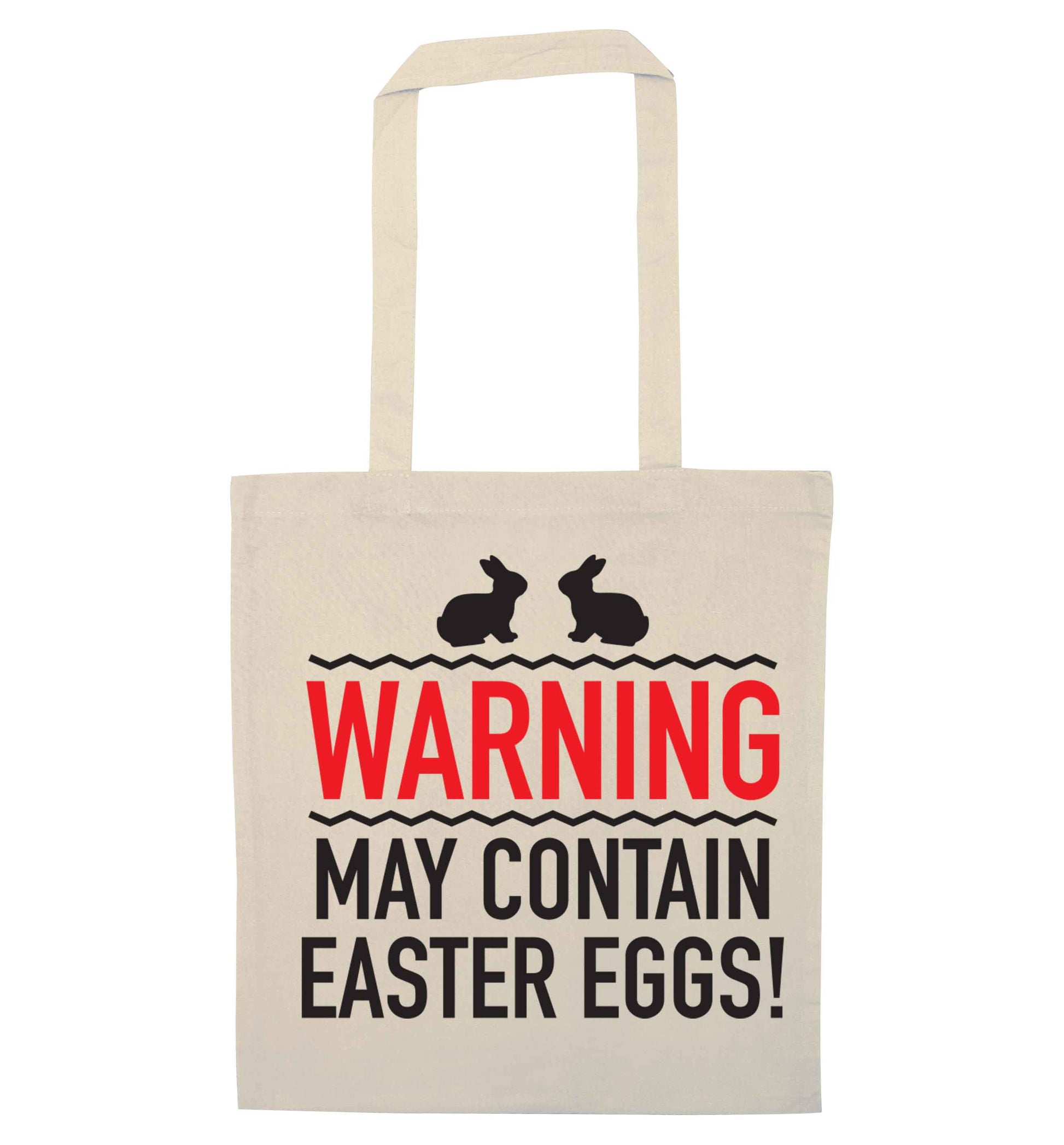 Warning may contain Easter eggs natural tote bag