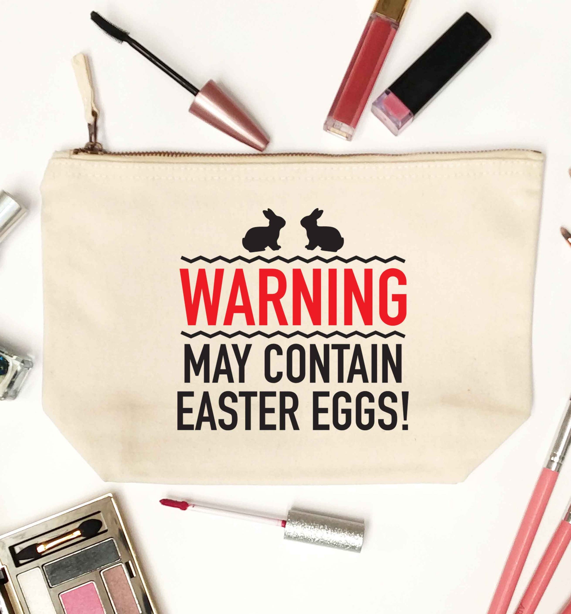 Warning may contain Easter eggs natural makeup bag