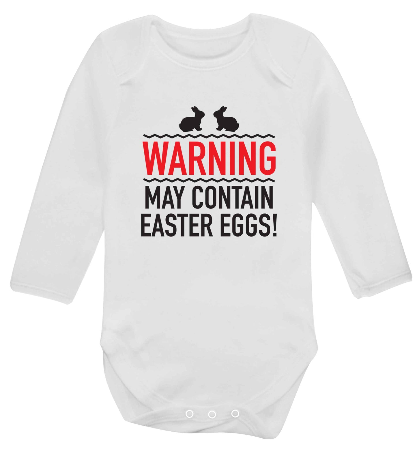 Warning may contain Easter eggs baby vest long sleeved white 6-12 months