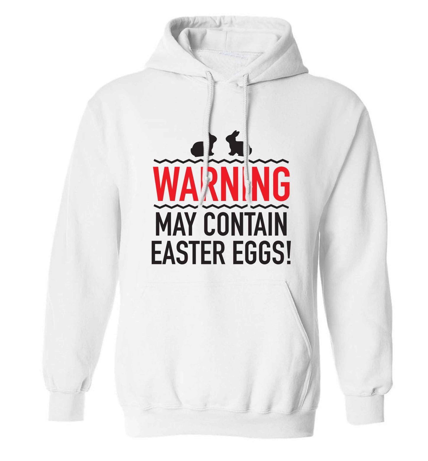 Warning may contain Easter eggs adults unisex white hoodie 2XL