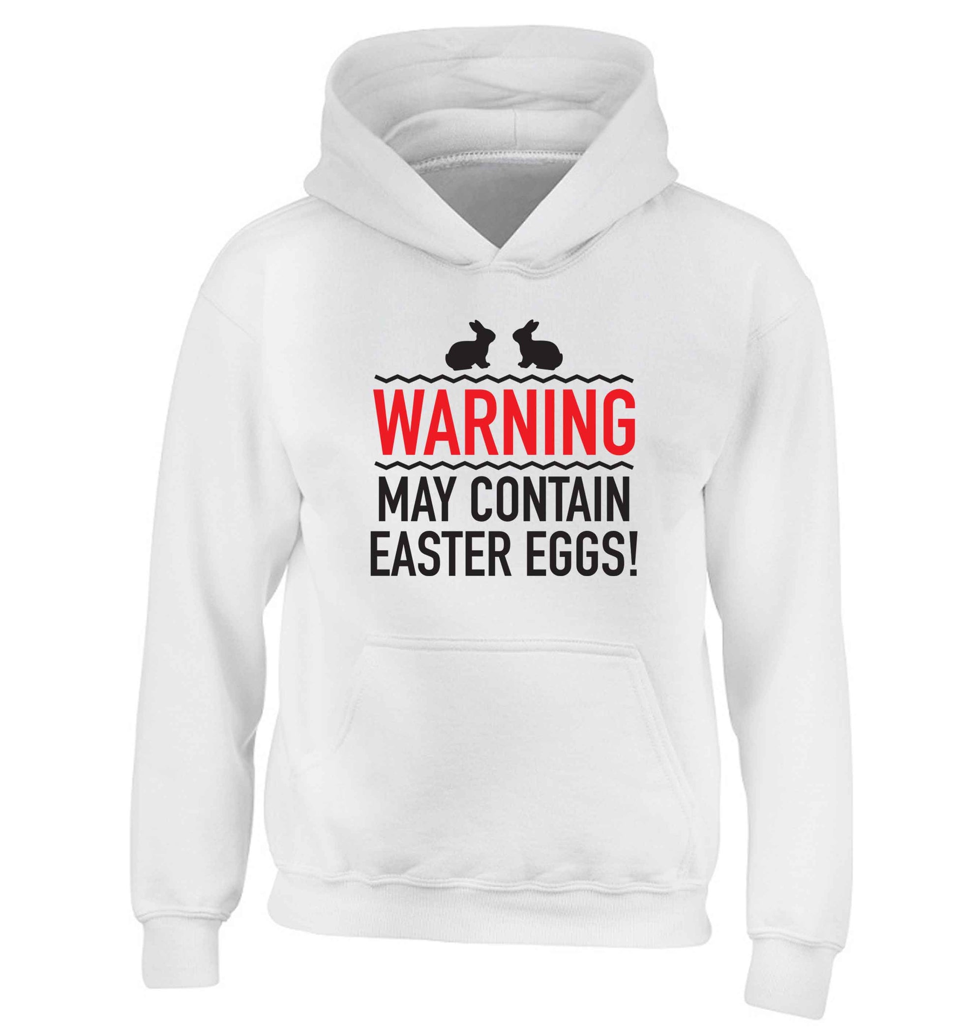 Warning may contain Easter eggs children's white hoodie 12-13 Years