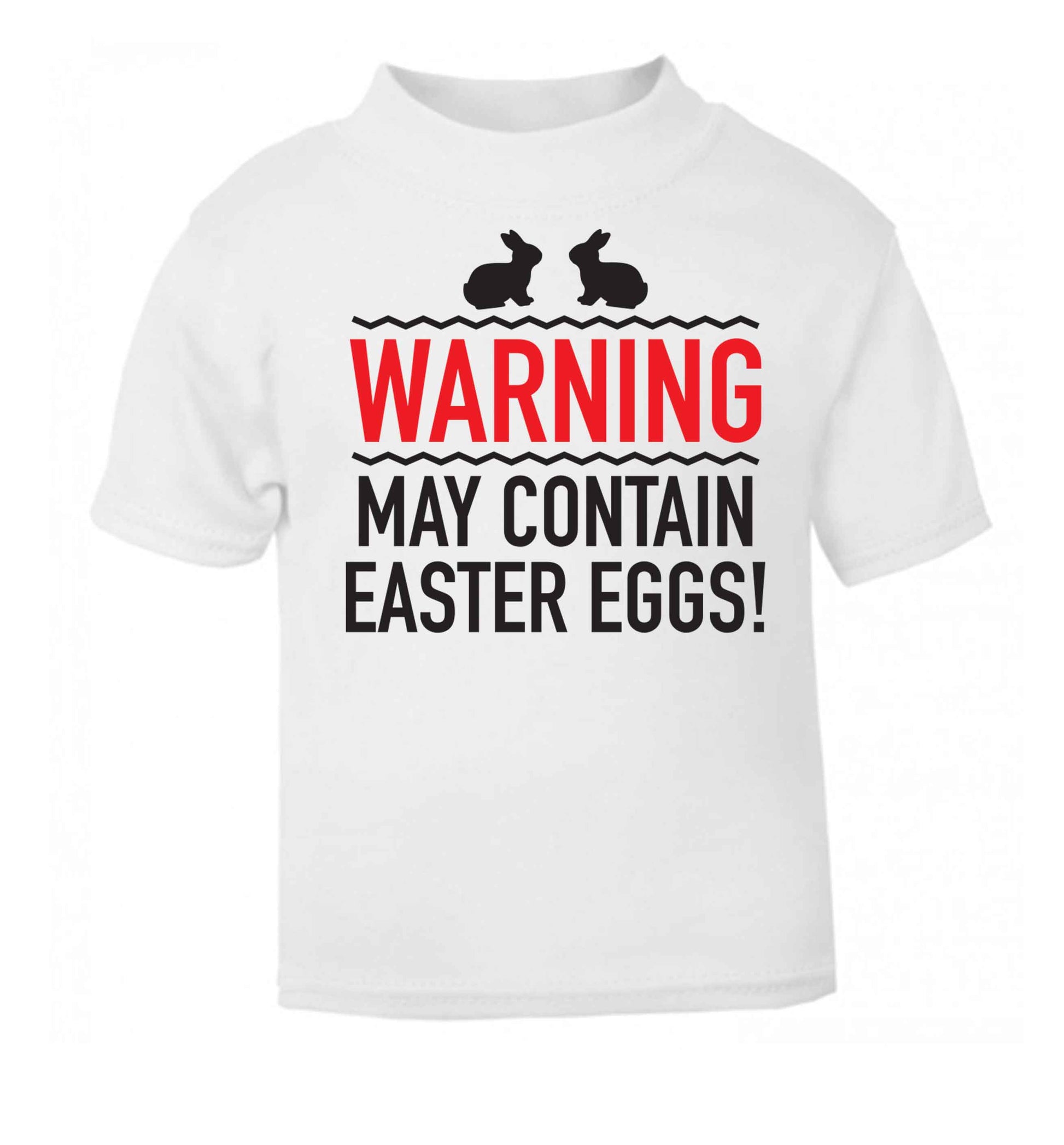 Warning may contain Easter eggs white baby toddler Tshirt 2 Years