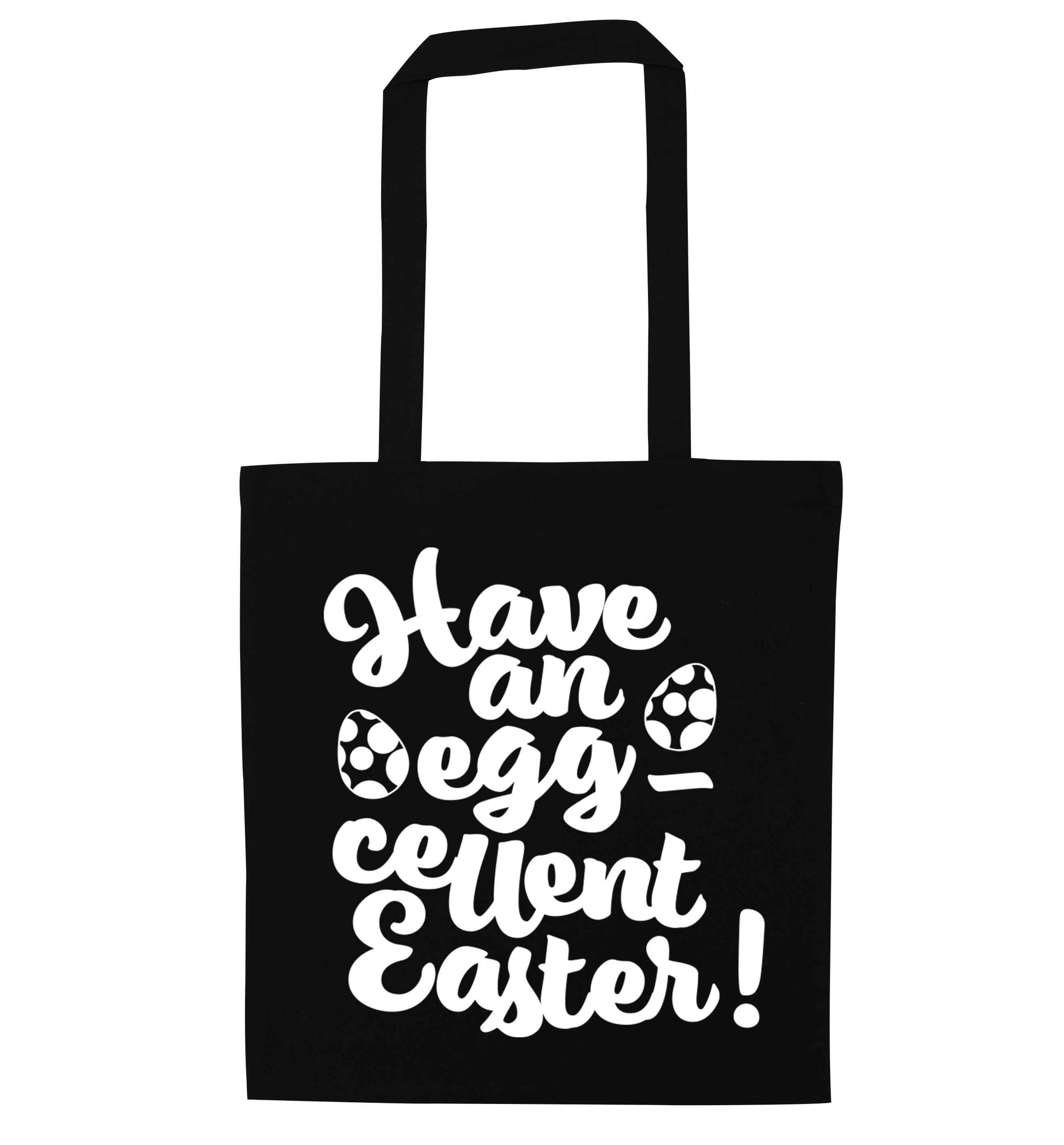 Have an eggcellent Easter black tote bag