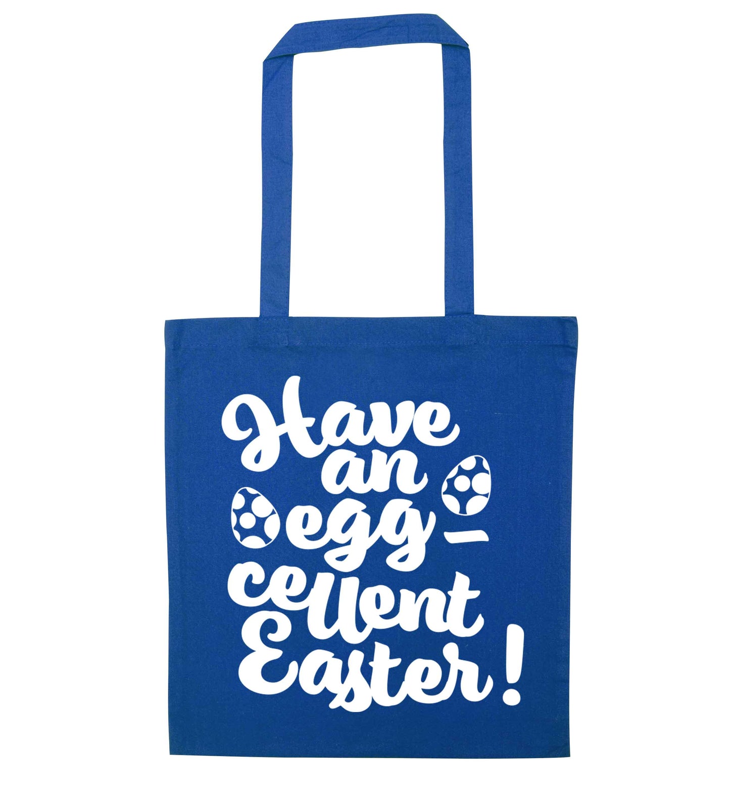 Have an eggcellent Easter blue tote bag