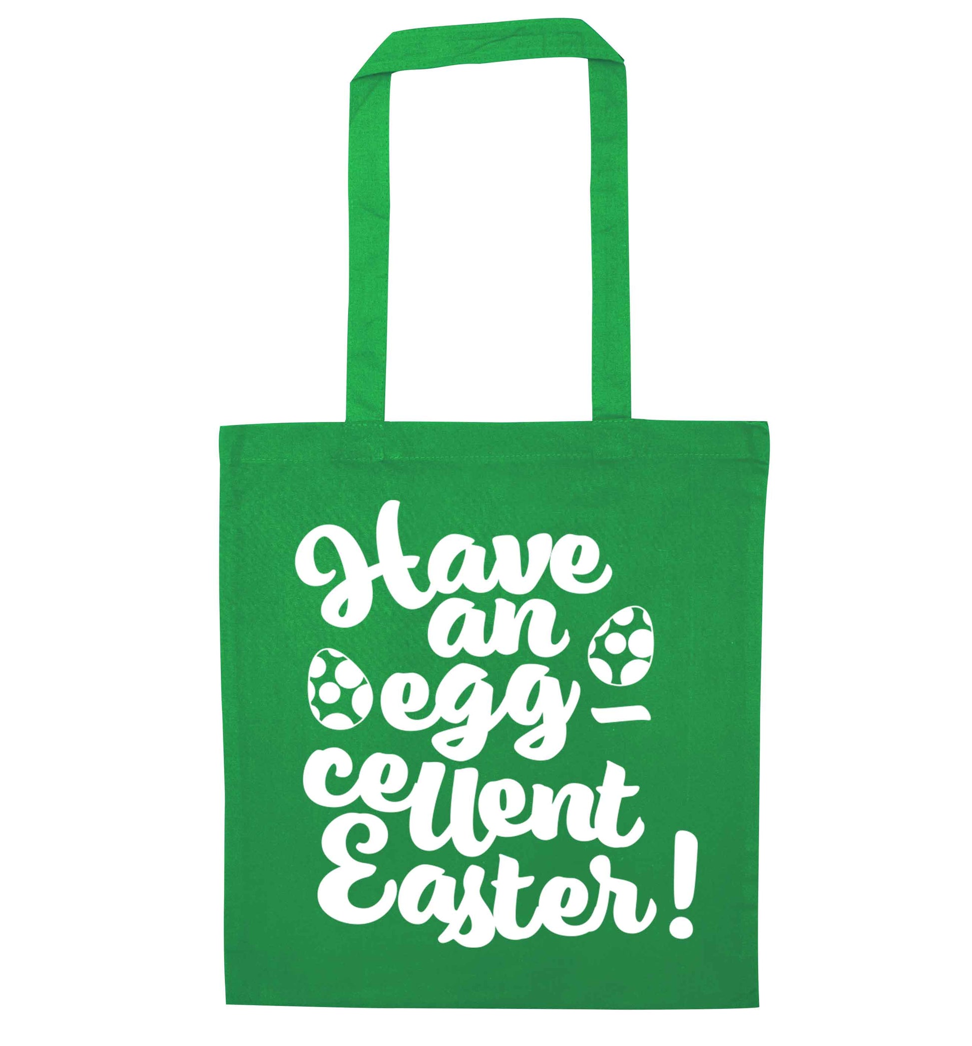 Have an eggcellent Easter green tote bag
