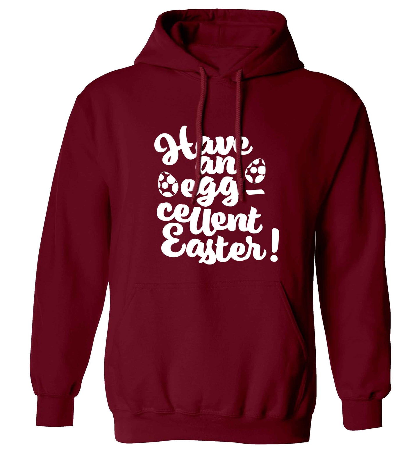 Have an eggcellent Easter adults unisex maroon hoodie 2XL