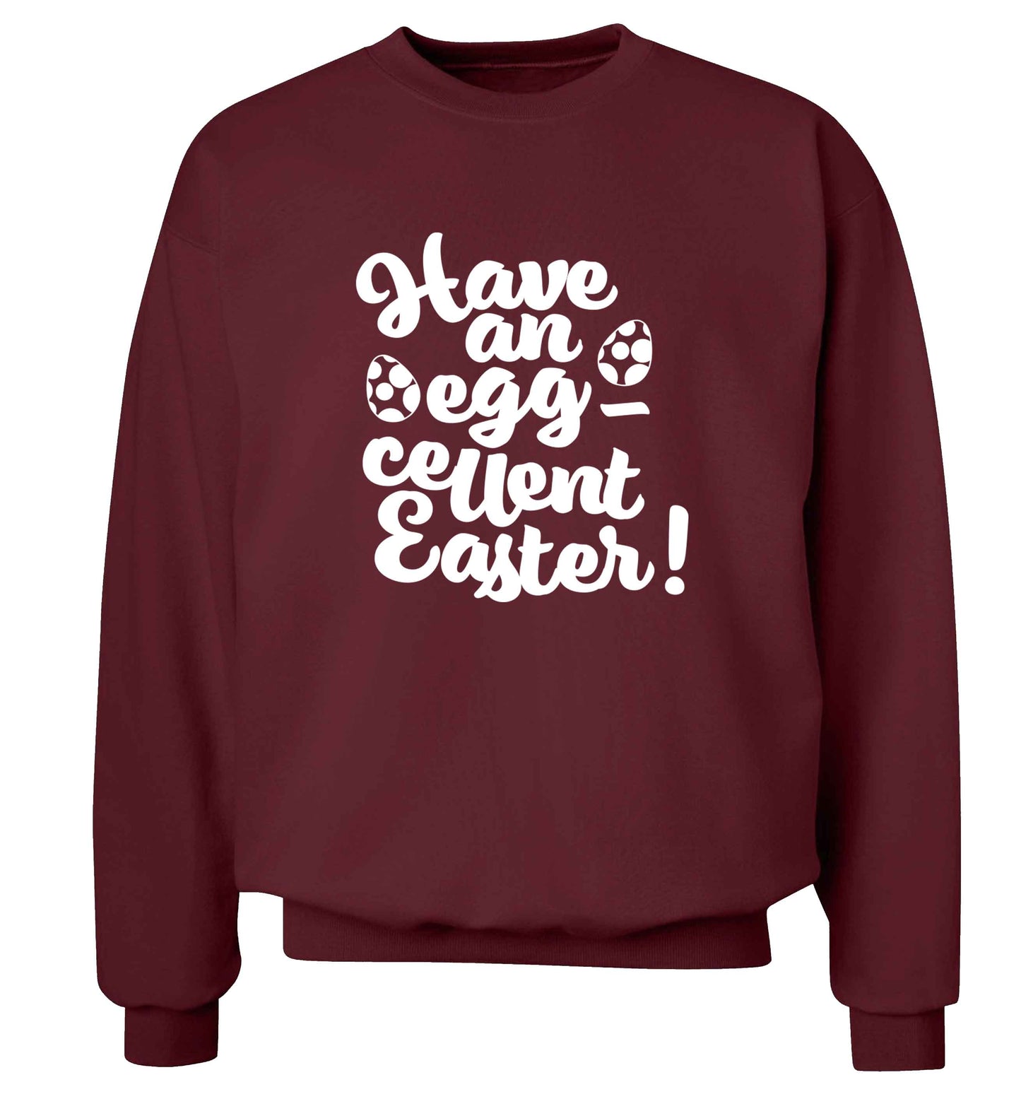 Have an eggcellent Easter adult's unisex maroon sweater 2XL