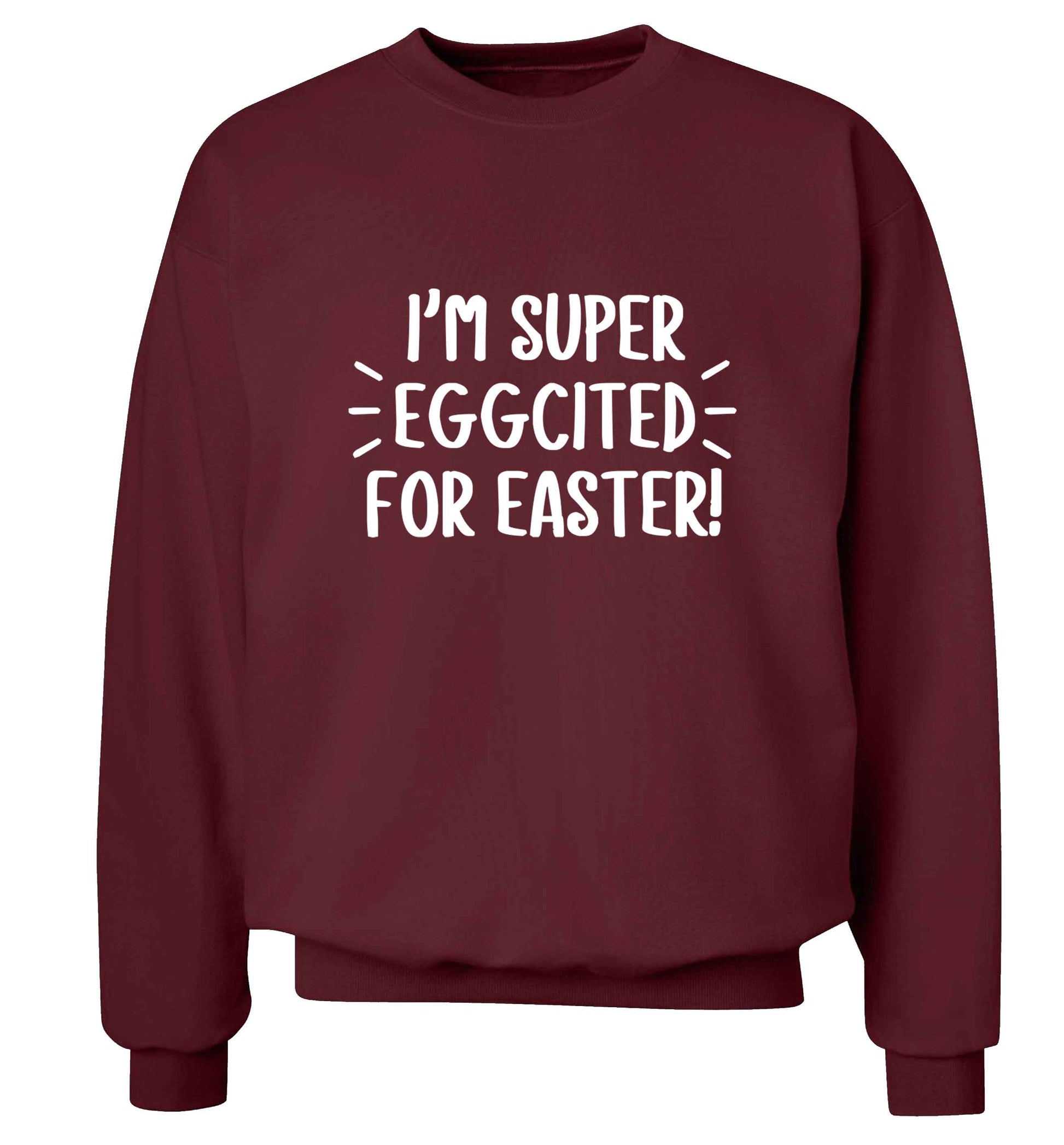 I'm super eggcited for Easter adult's unisex maroon sweater 2XL
