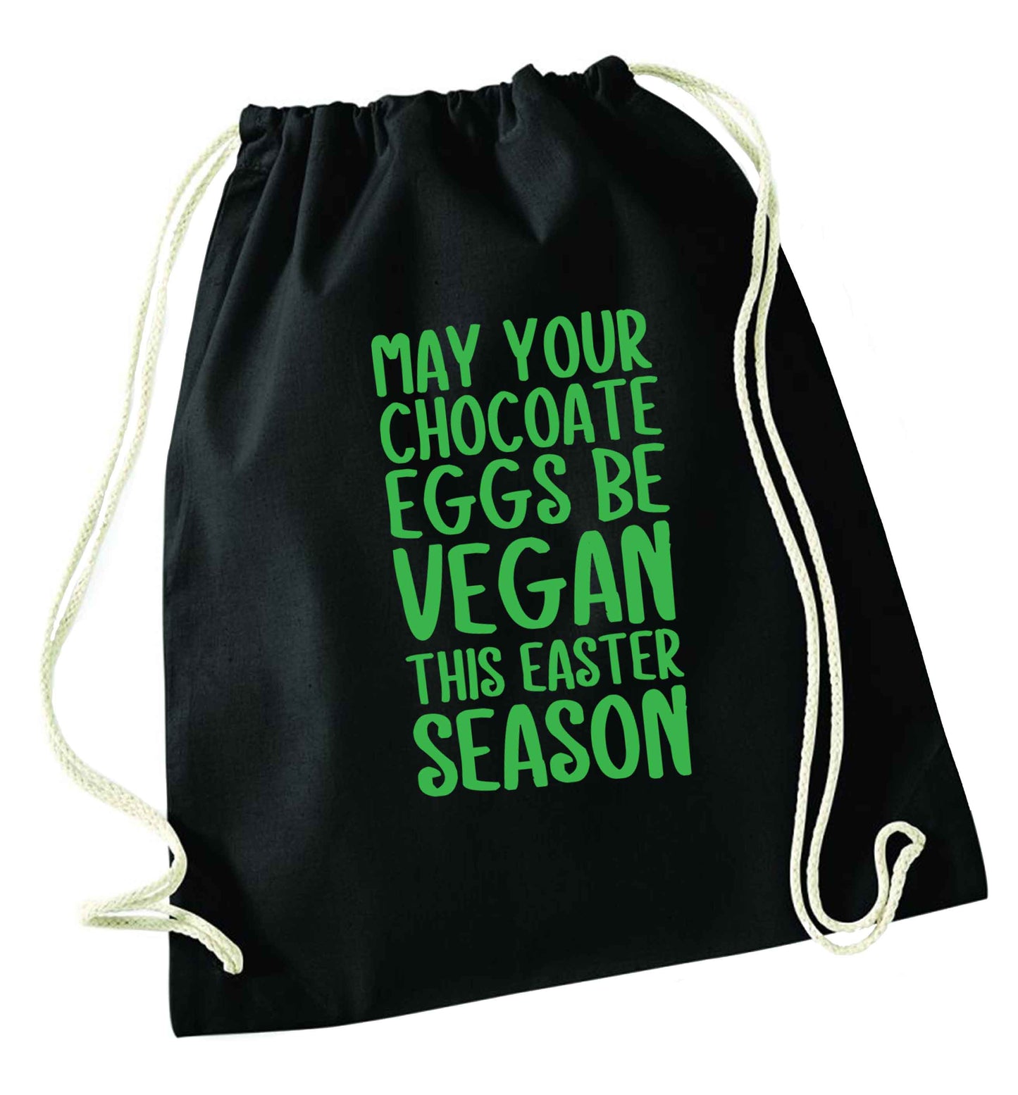 Easter bunny approved! Vegans will love this easter themed black drawstring bag