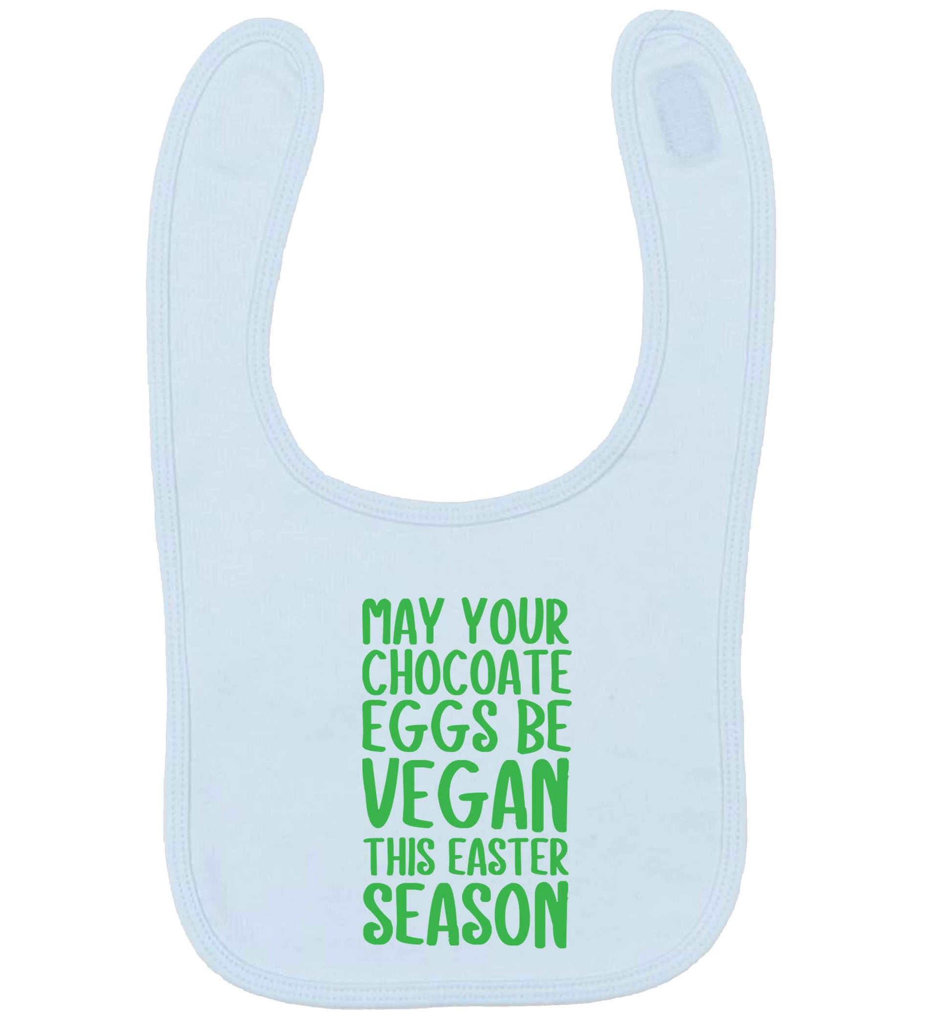 Easter bunny approved! Vegans will love this easter themed pale blue baby bib