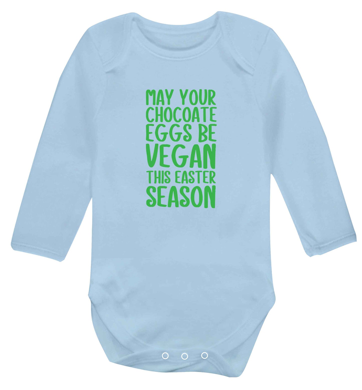 Easter bunny approved! Vegans will love this easter themed baby vest long sleeved pale blue 6-12 months