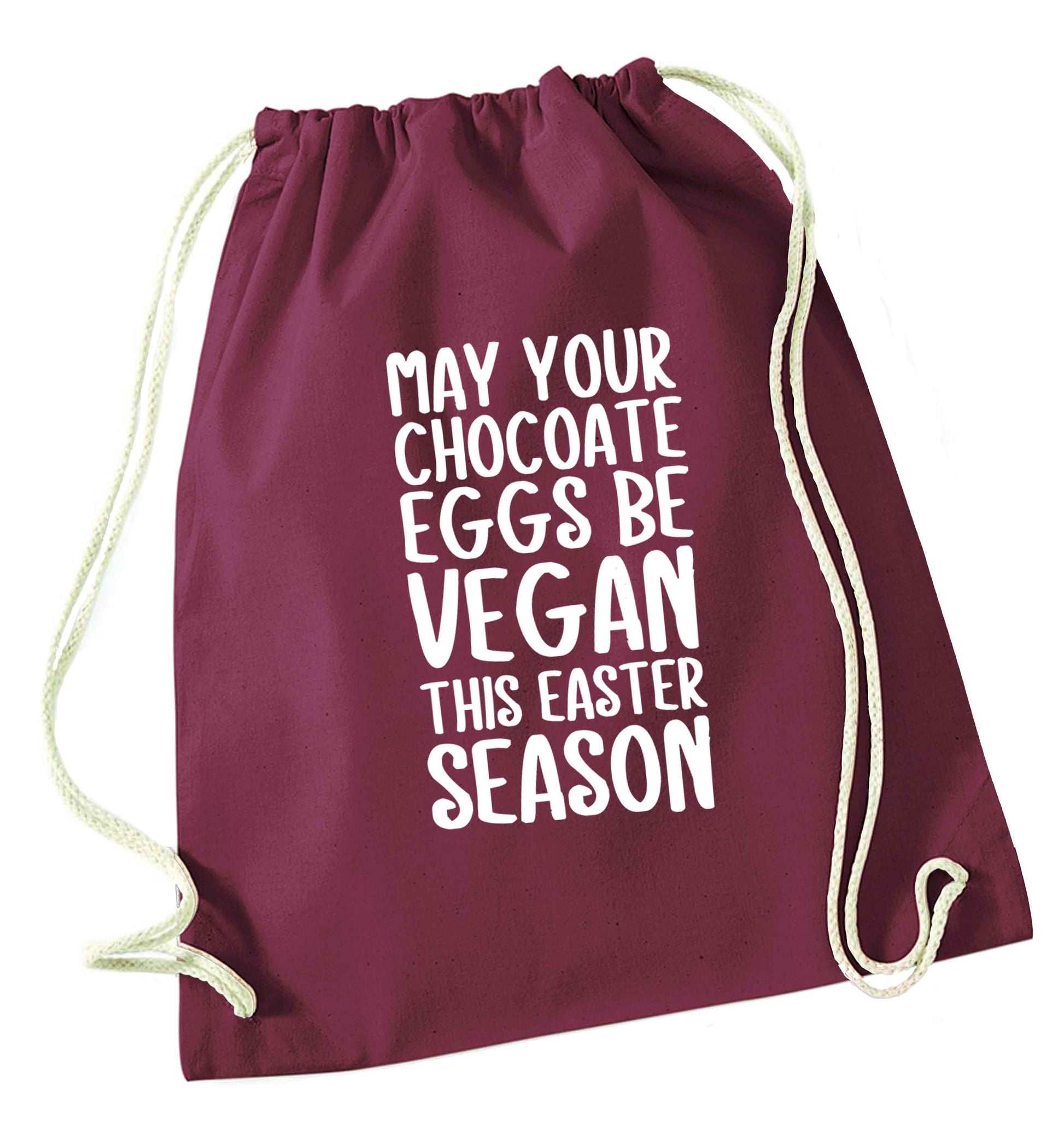 Easter bunny approved! Vegans will love this easter themed maroon drawstring bag