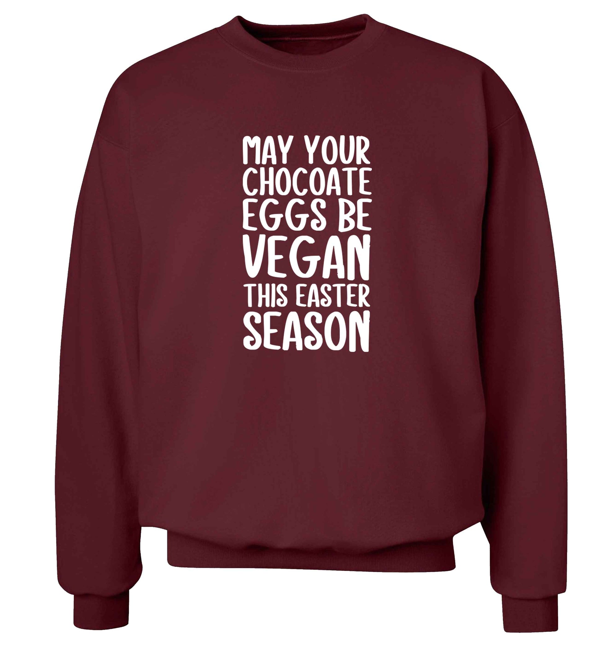 Easter bunny approved! Vegans will love this easter themed adult's unisex maroon sweater 2XL