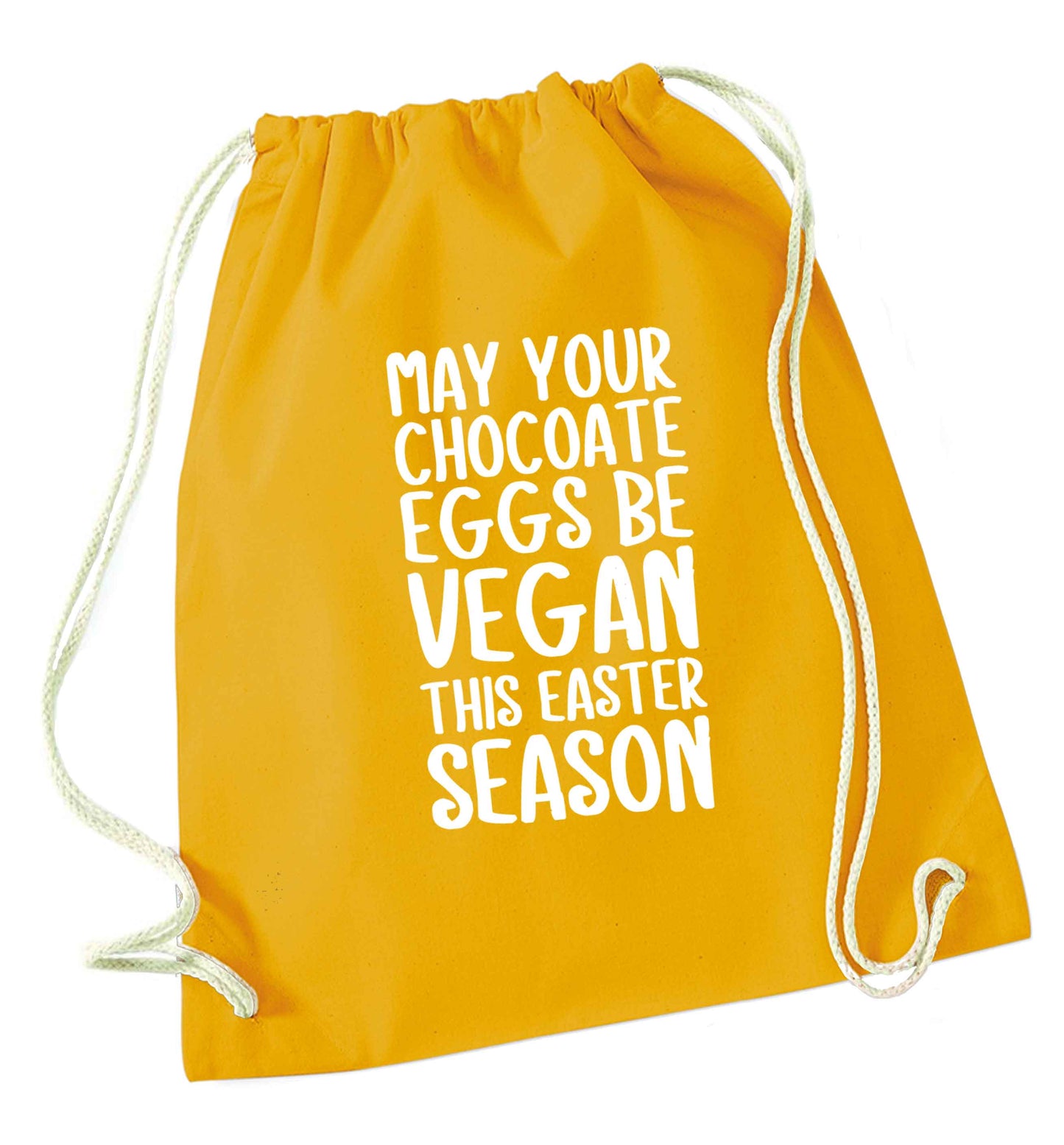 Easter bunny approved! Vegans will love this easter themed mustard drawstring bag