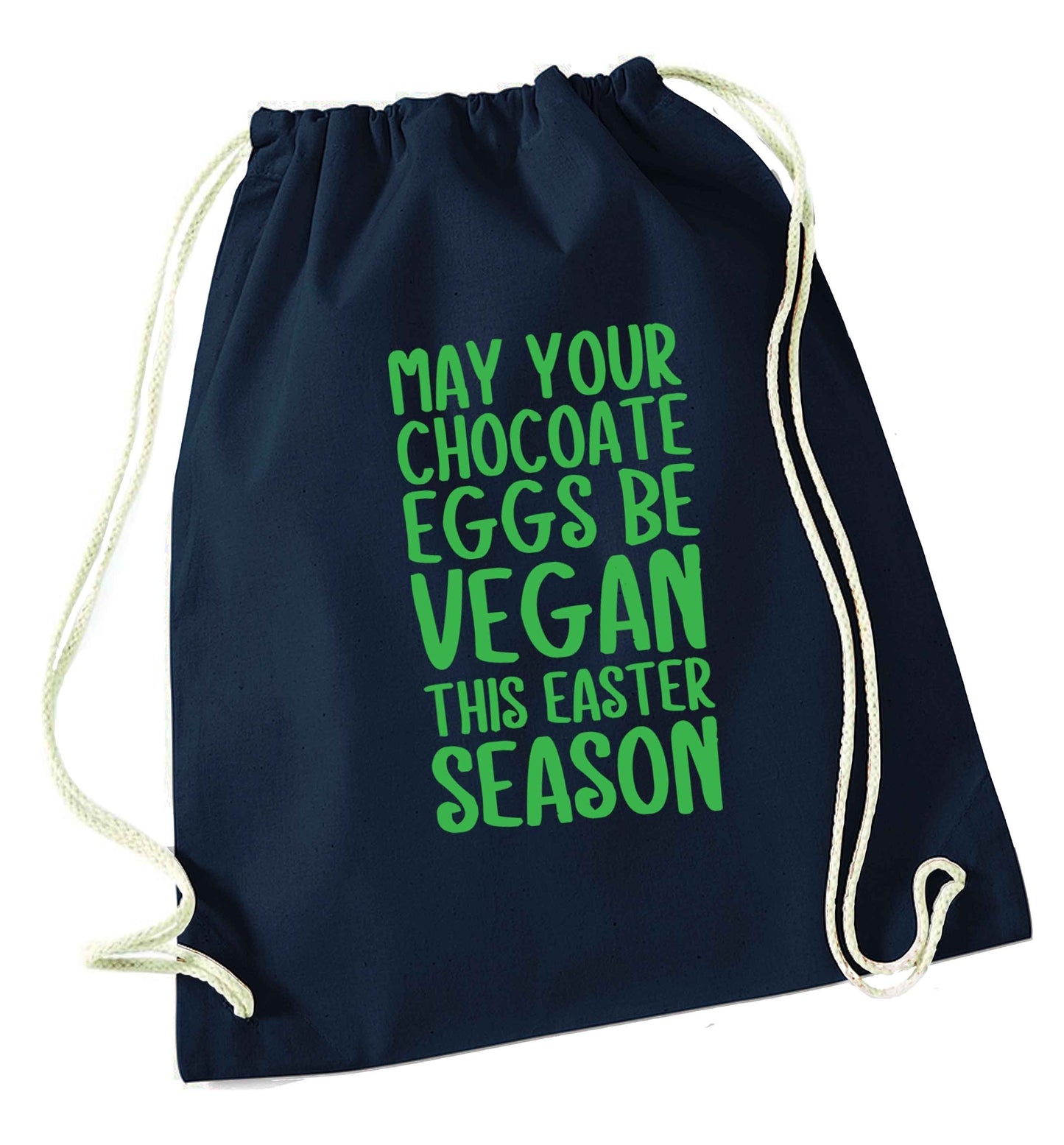 Easter bunny approved! Vegans will love this easter themed navy drawstring bag