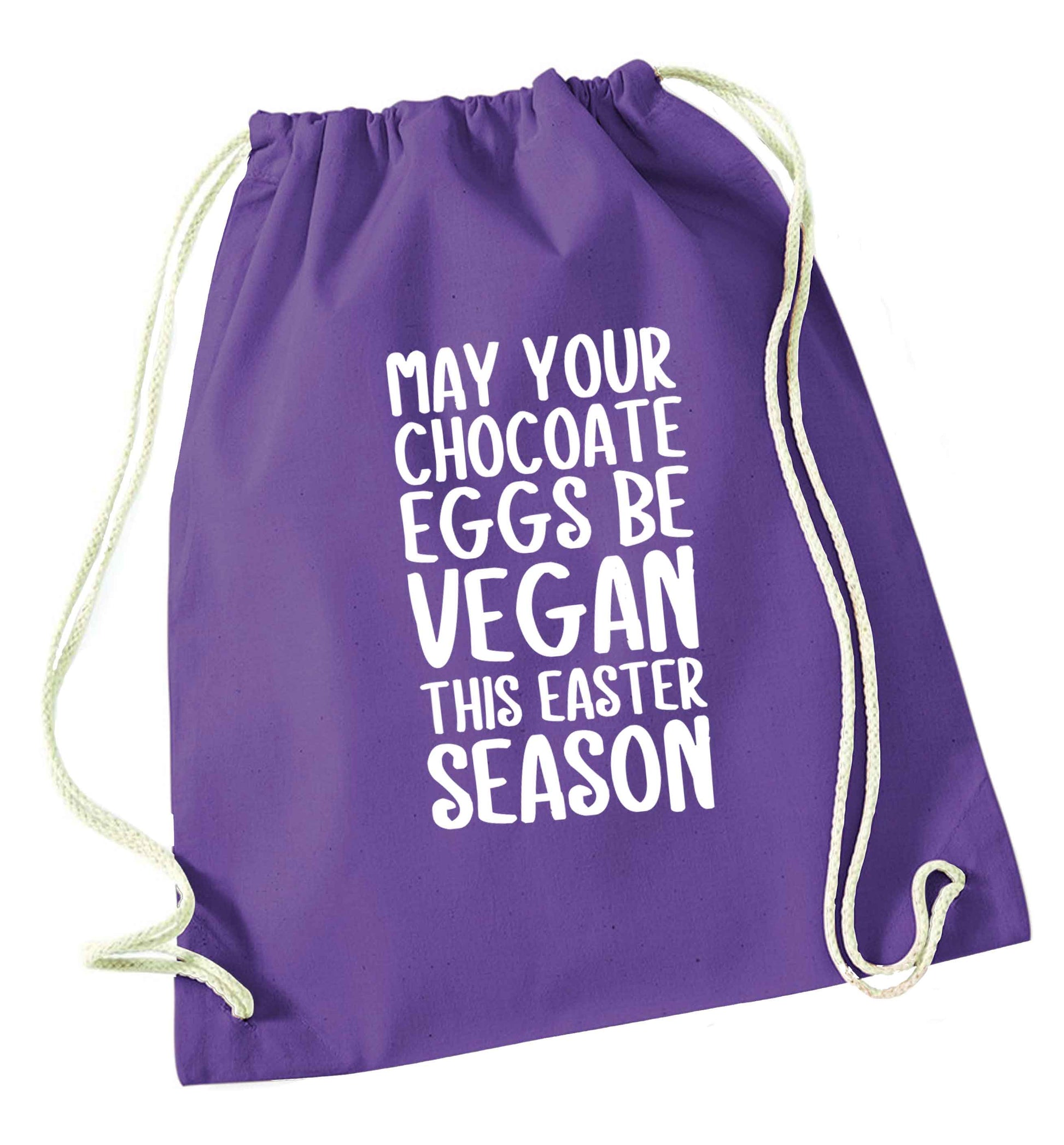 Easter bunny approved! Vegans will love this easter themed purple drawstring bag