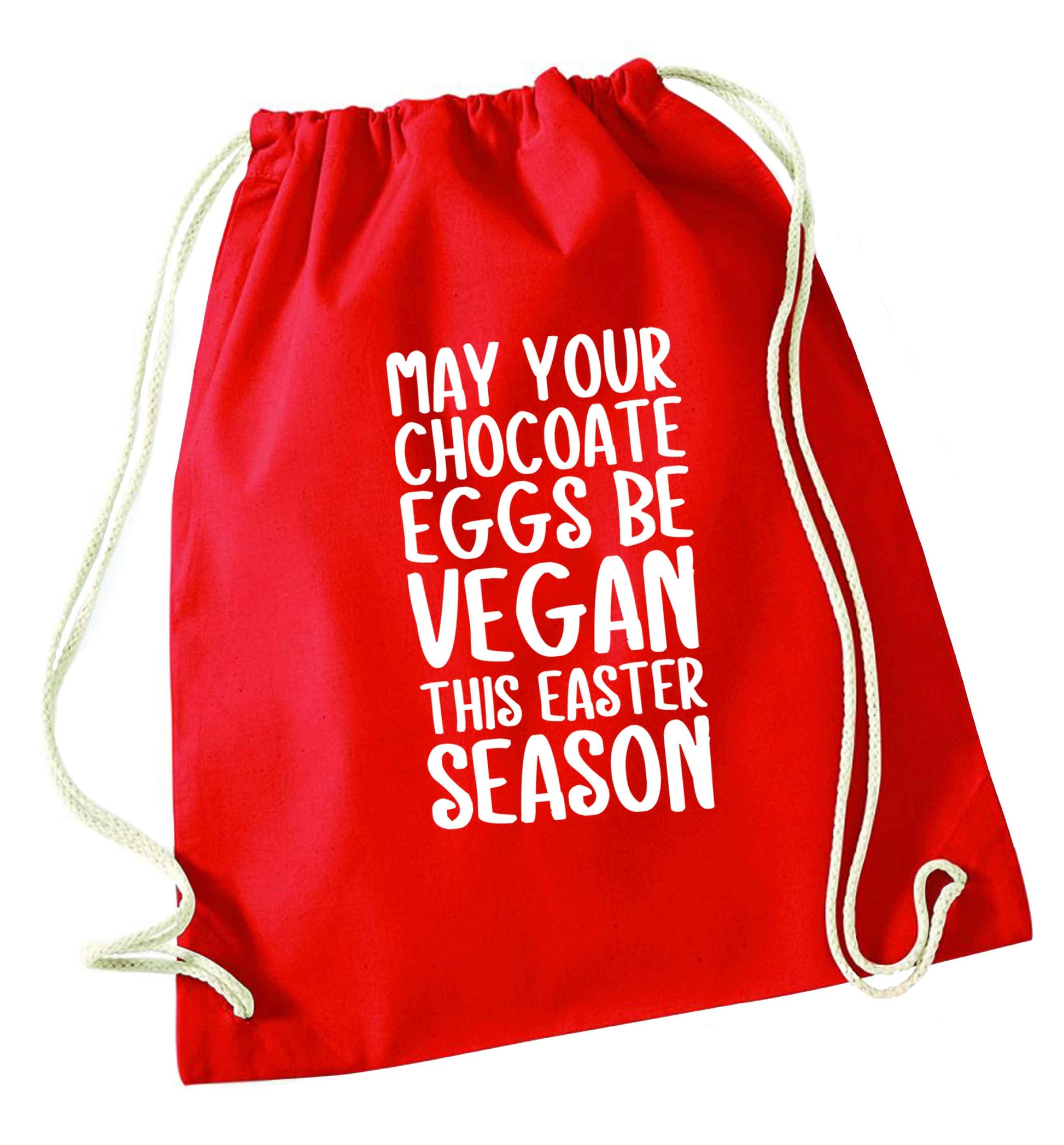 Easter bunny approved! Vegans will love this easter themed red drawstring bag 