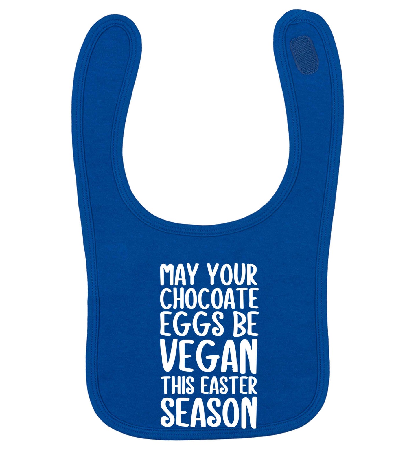Easter bunny approved! Vegans will love this easter themed royal blue baby bib