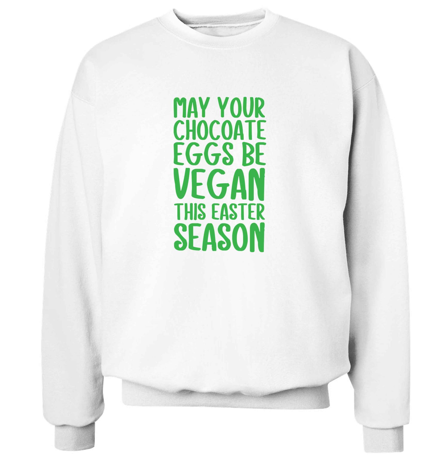 Easter bunny approved! Vegans will love this easter themed adult's unisex white sweater 2XL