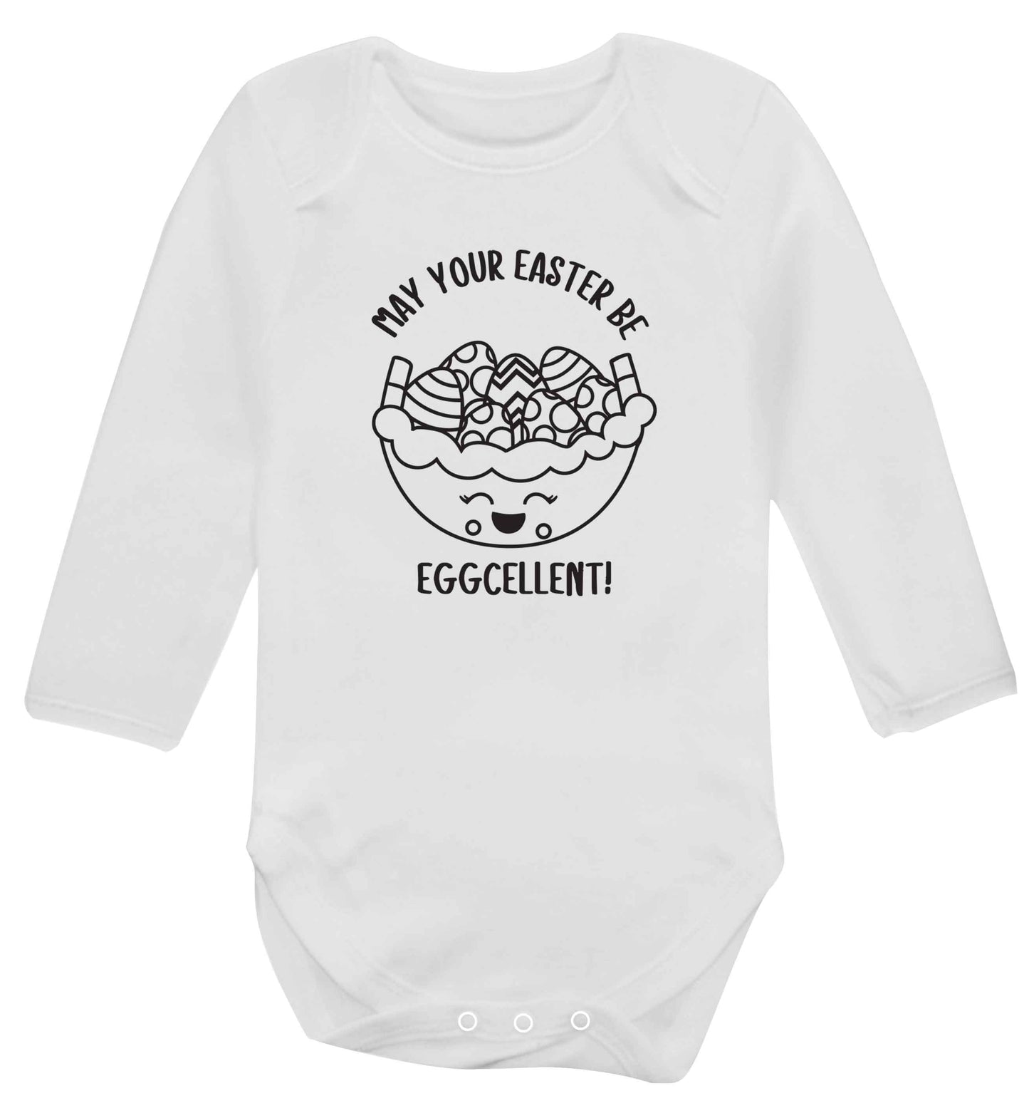 May your Easter be eggcellent baby vest long sleeved white 6-12 months