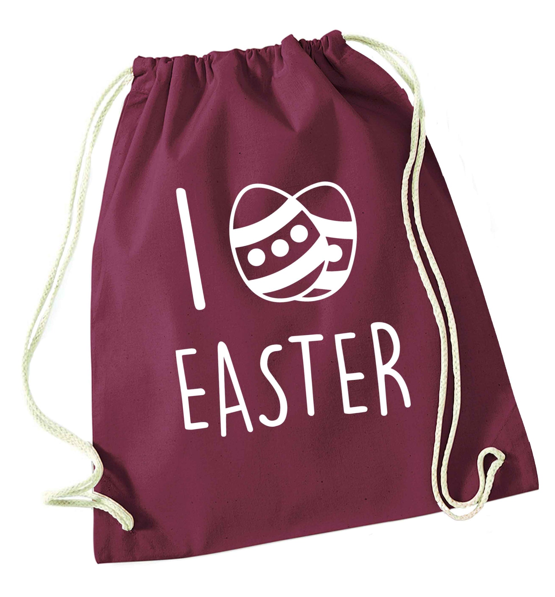 I love Easter maroon drawstring bag