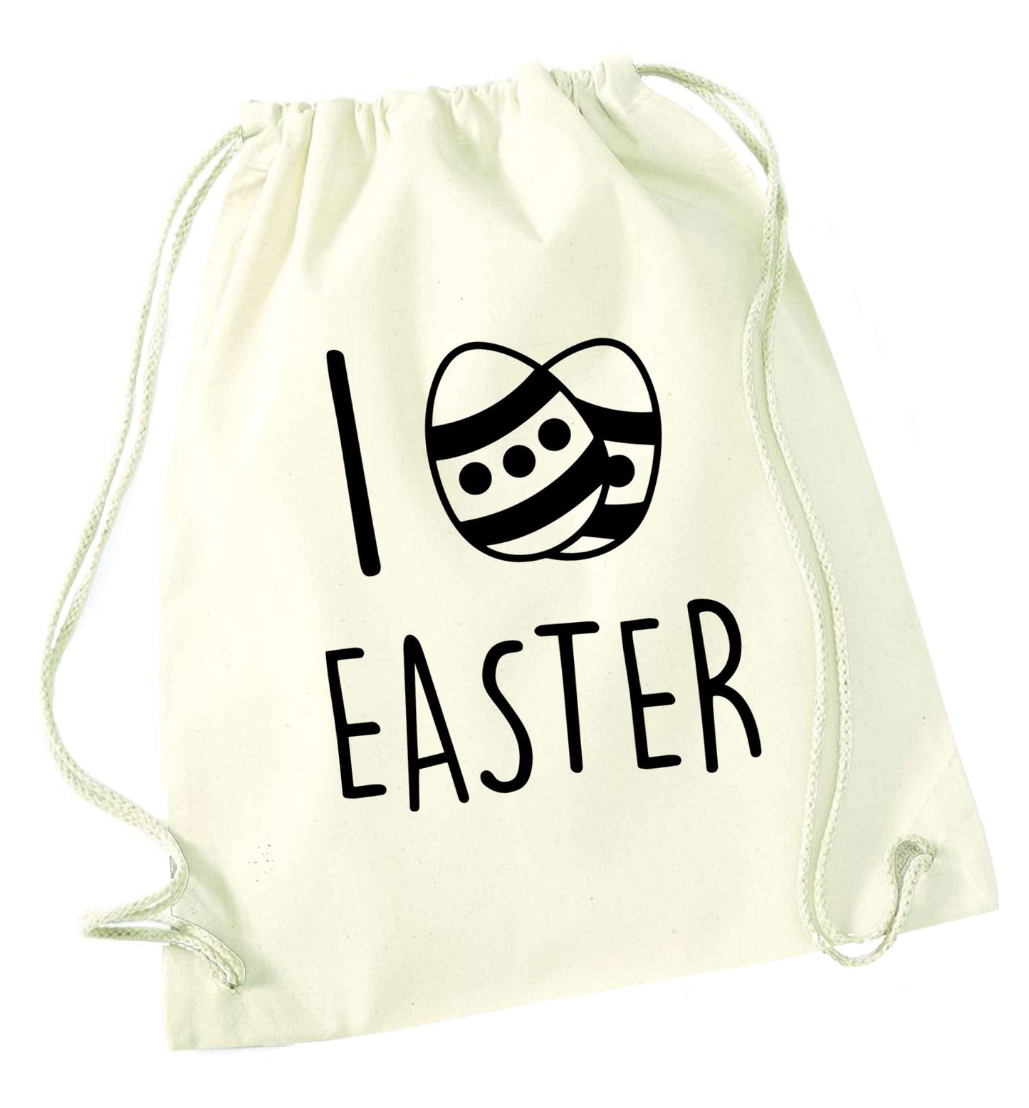 I love Easter natural drawstring bag