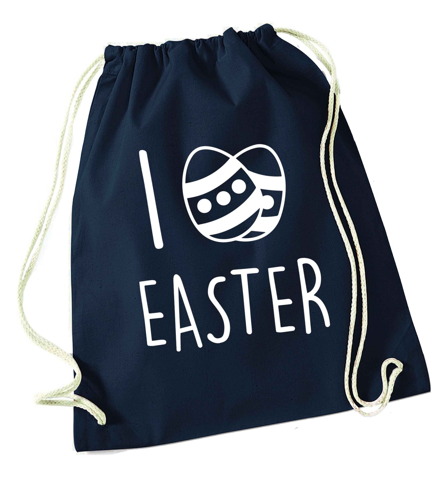 I love Easter navy drawstring bag