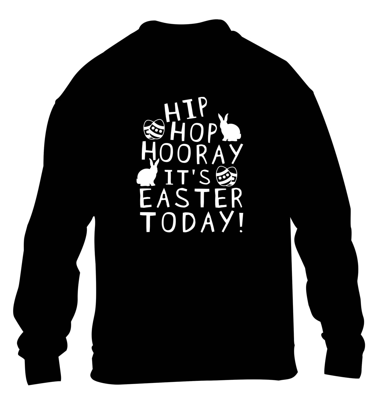 Hip hip hooray it's Easter today! children's black sweater 12-13 Years