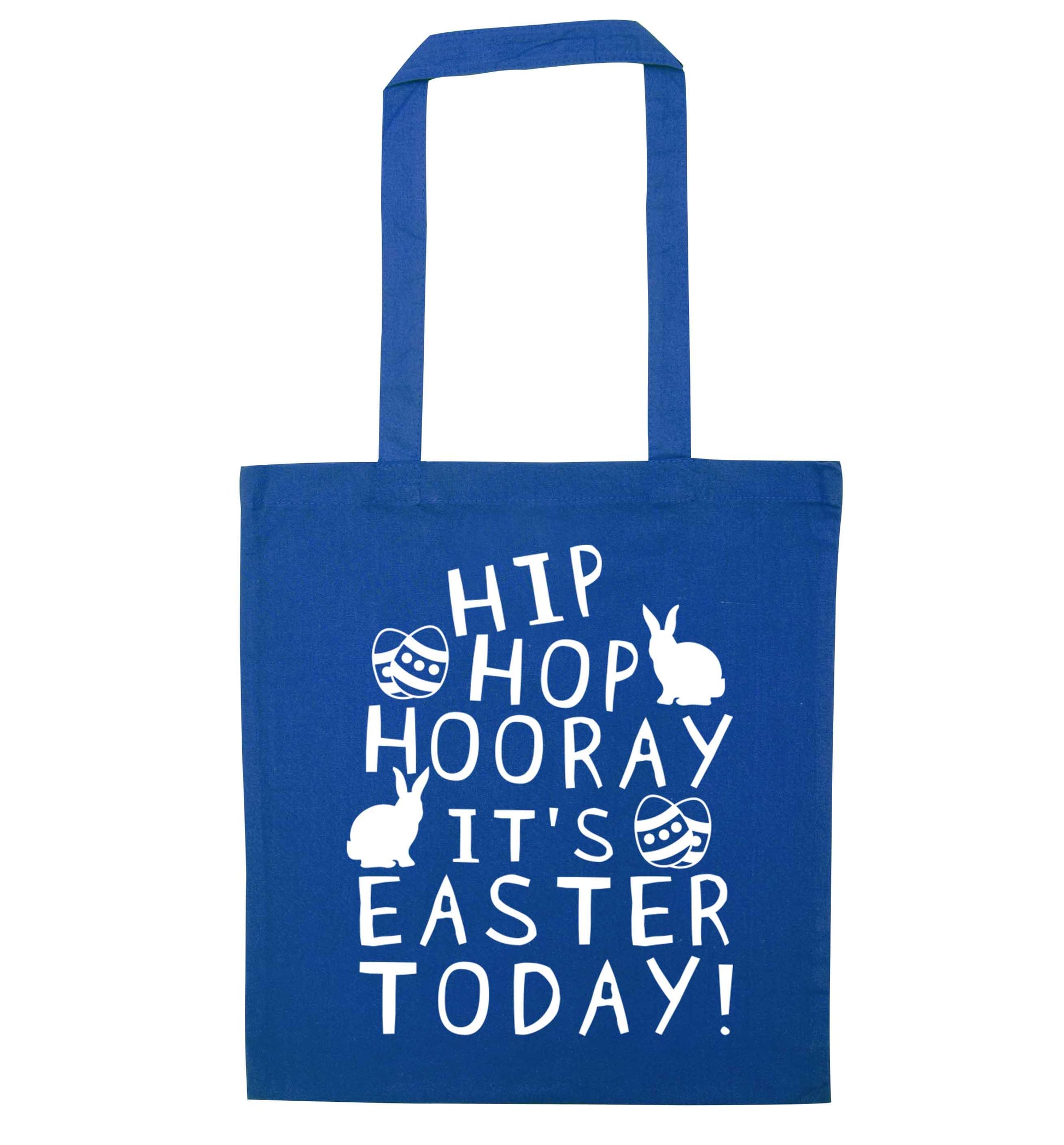 Hip hip hooray it's Easter today! blue tote bag