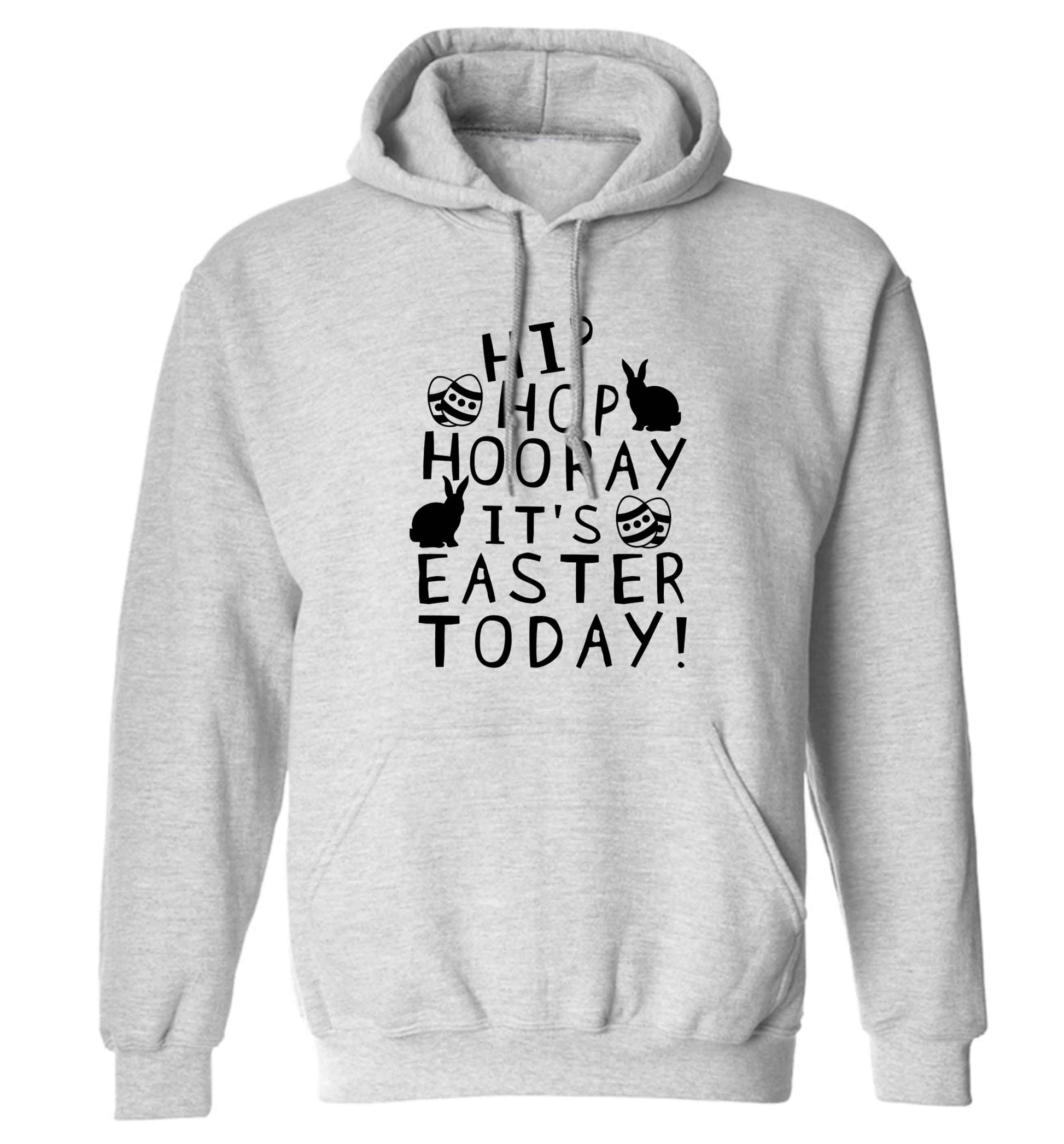 Hip hip hooray it's Easter today! adults unisex grey hoodie 2XL