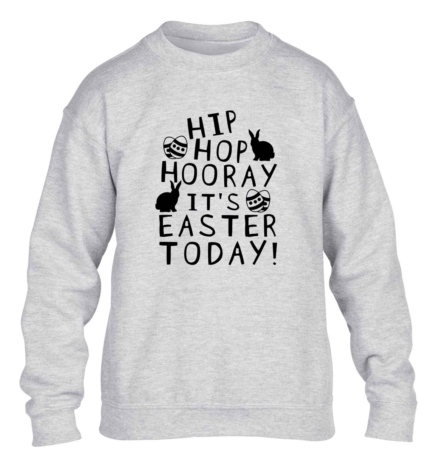 Hip hip hooray it's Easter today! children's grey sweater 12-13 Years