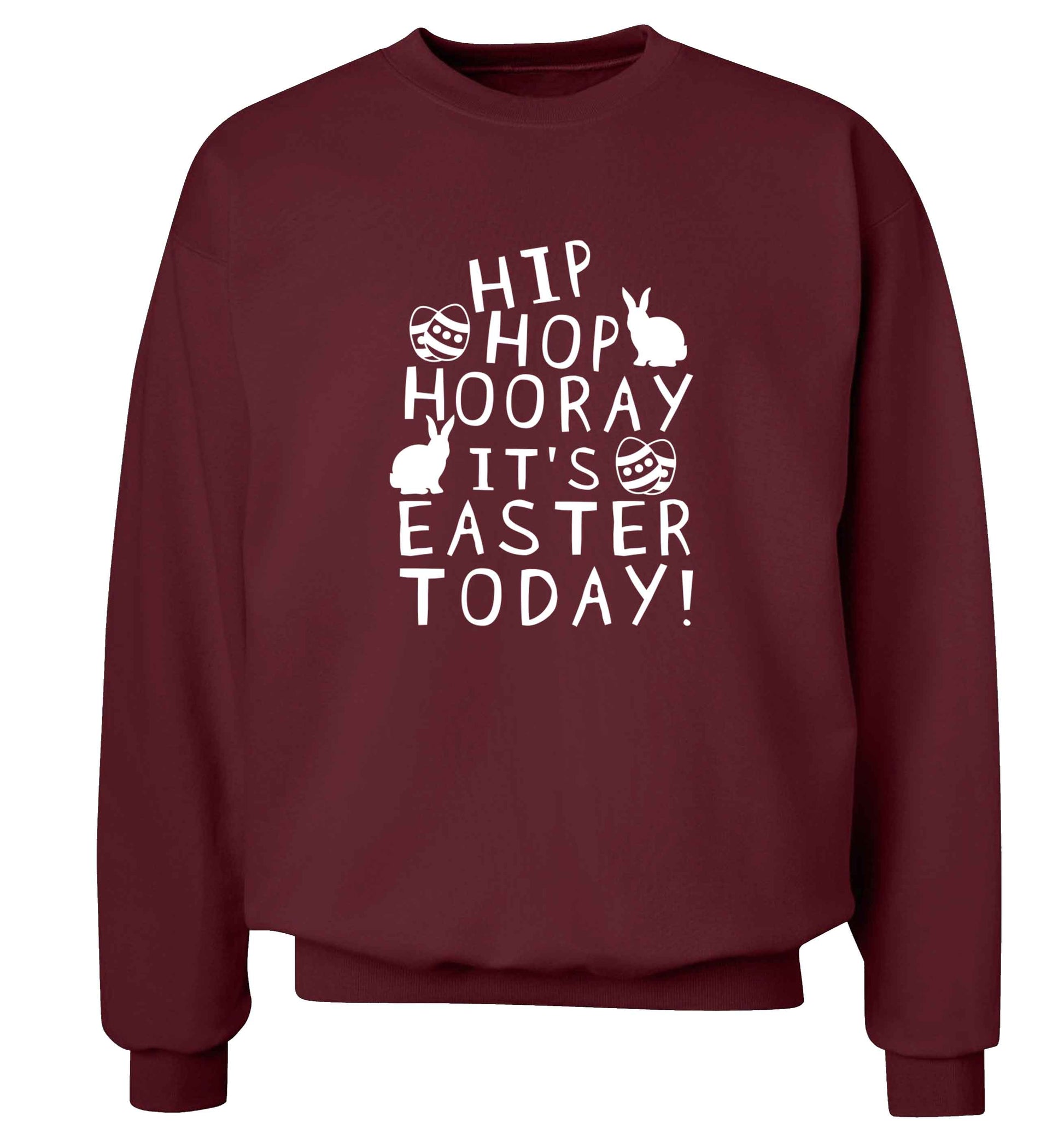 Hip hip hooray it's Easter today! adult's unisex maroon sweater 2XL