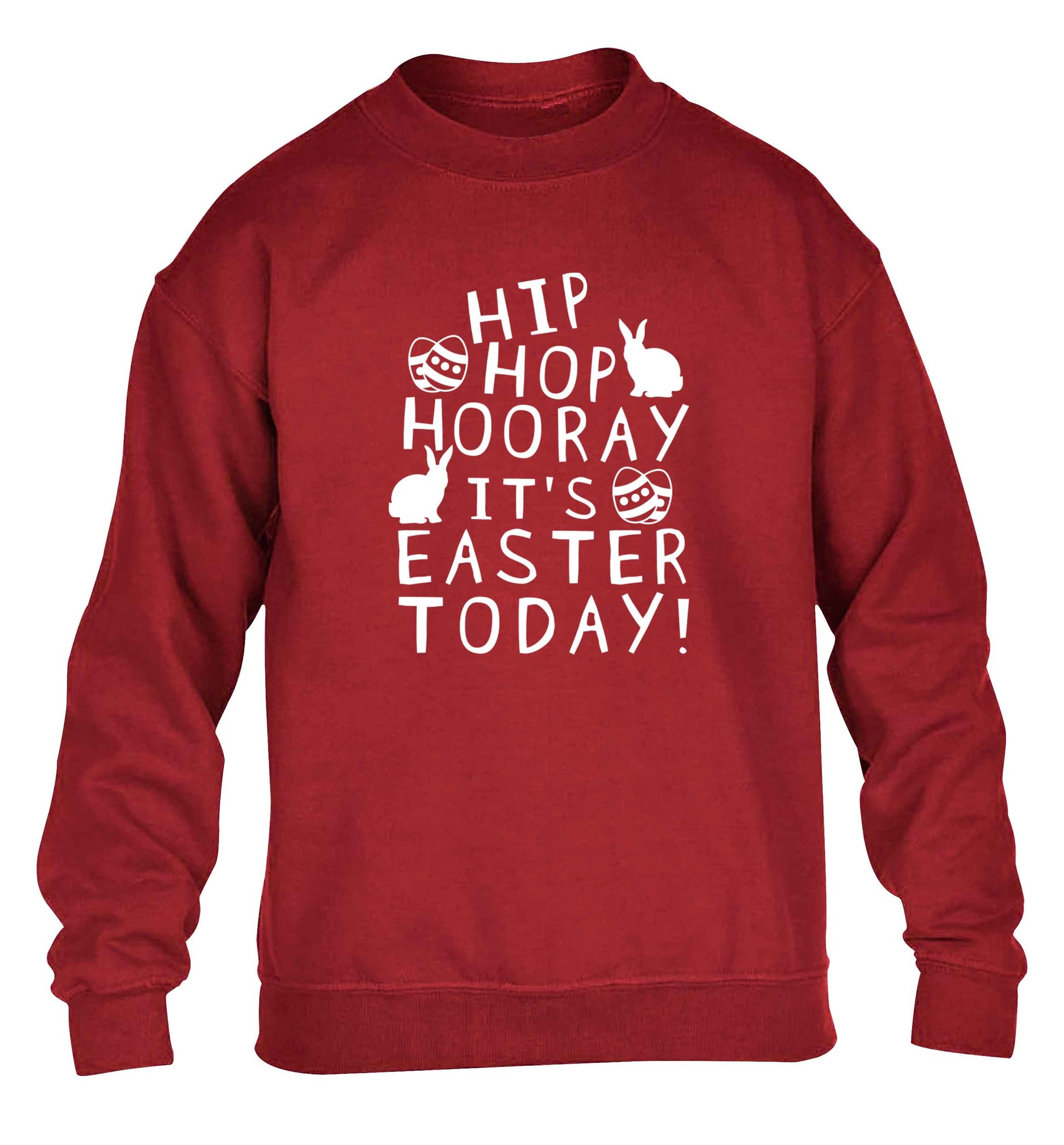 Hip hip hooray it's Easter today! children's grey sweater 12-13 Years
