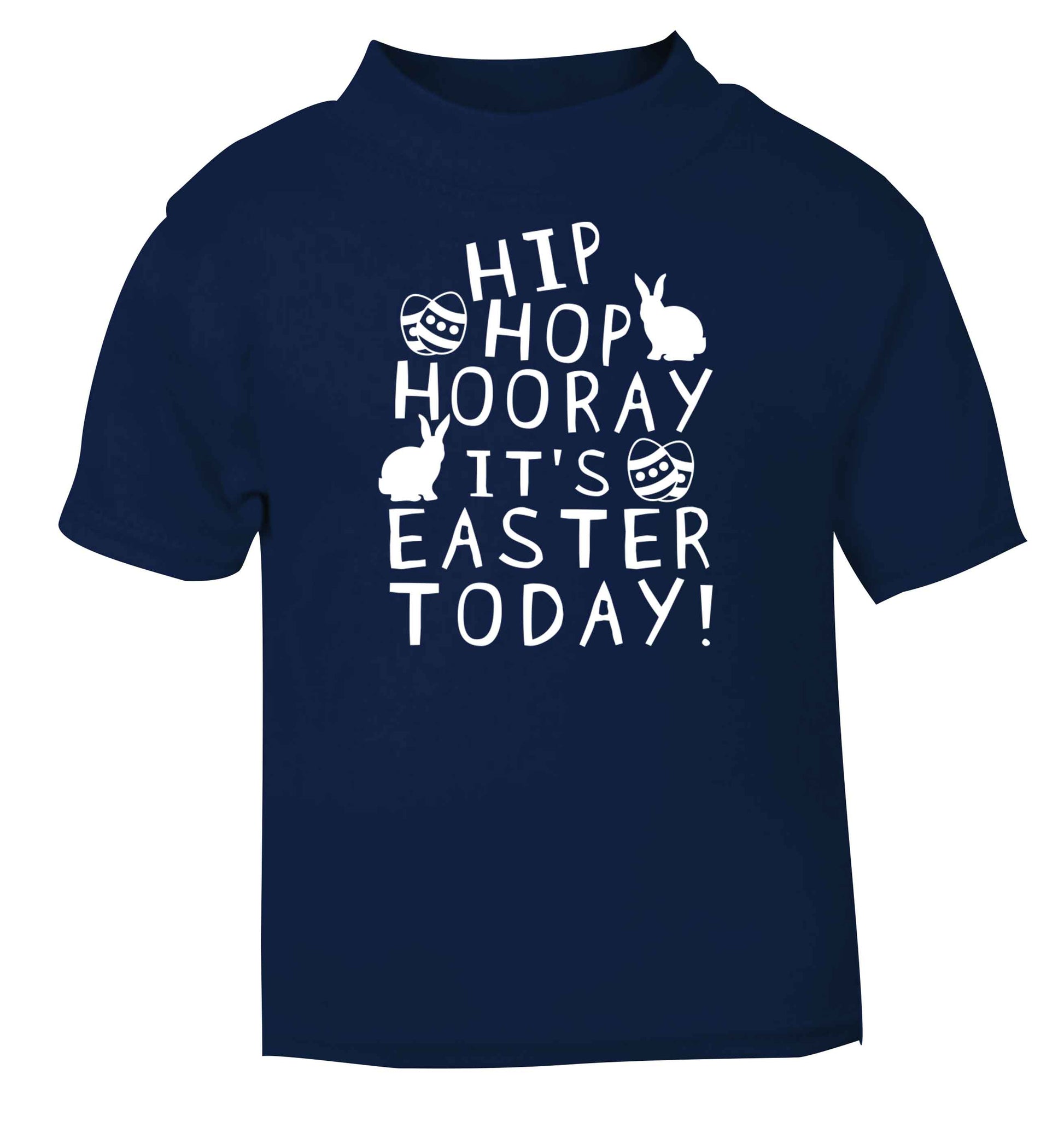 Hip hip hooray it's Easter today! navy baby toddler Tshirt 2 Years