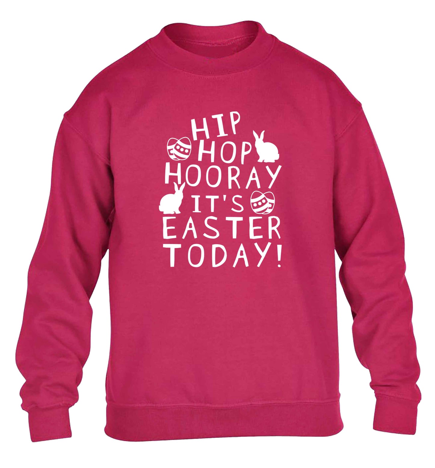 Hip hip hooray it's Easter today! children's pink sweater 12-13 Years