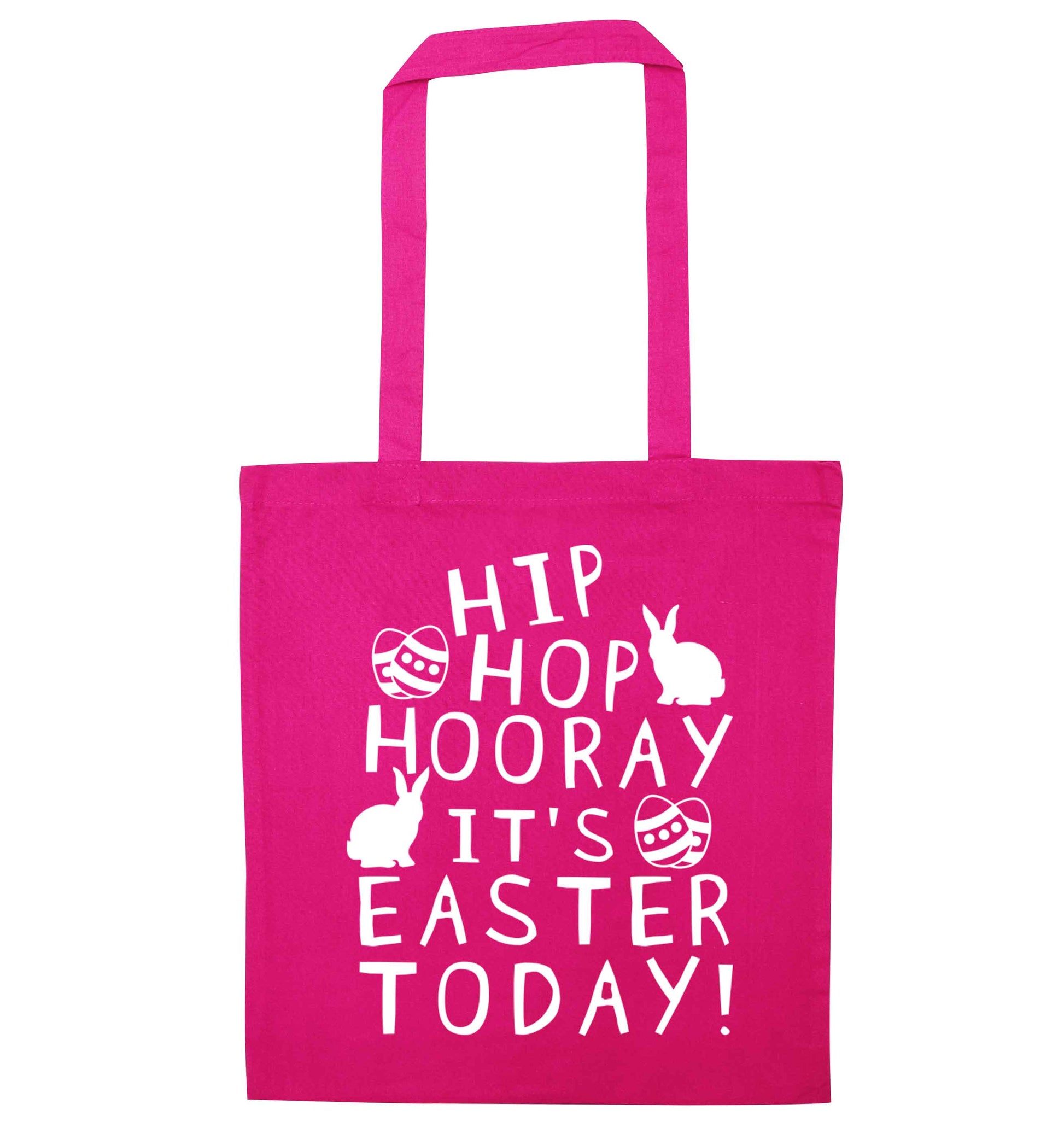 Hip hip hooray it's Easter today! pink tote bag
