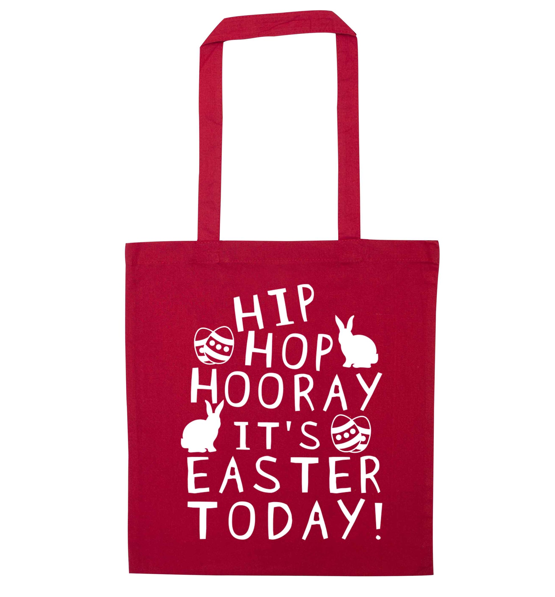 Hip hip hooray it's Easter today! red tote bag