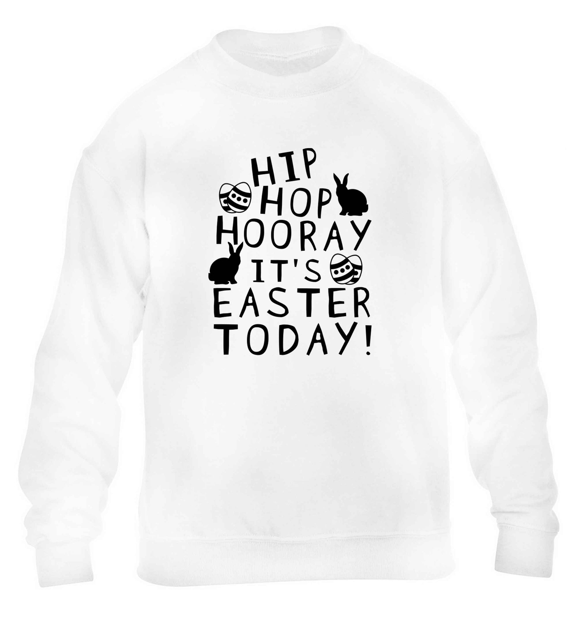 Hip hip hooray it's Easter today! children's white sweater 12-13 Years