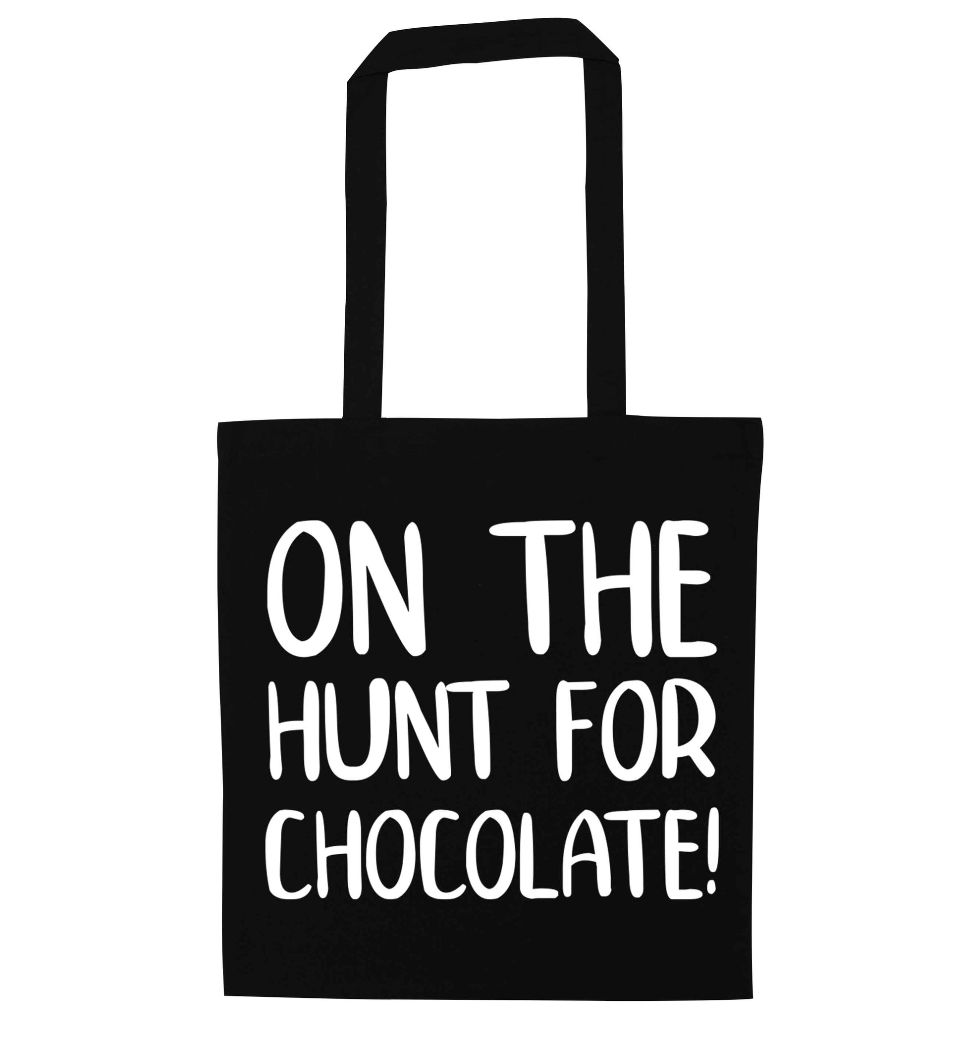 On the hunt for chocolate! black tote bag