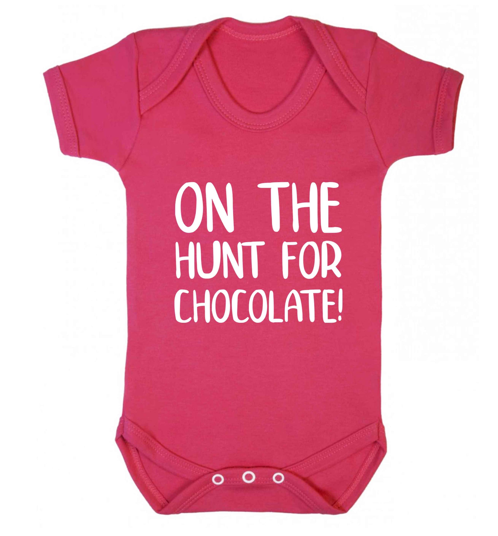 On the hunt for chocolate! baby vest dark pink 18-24 months