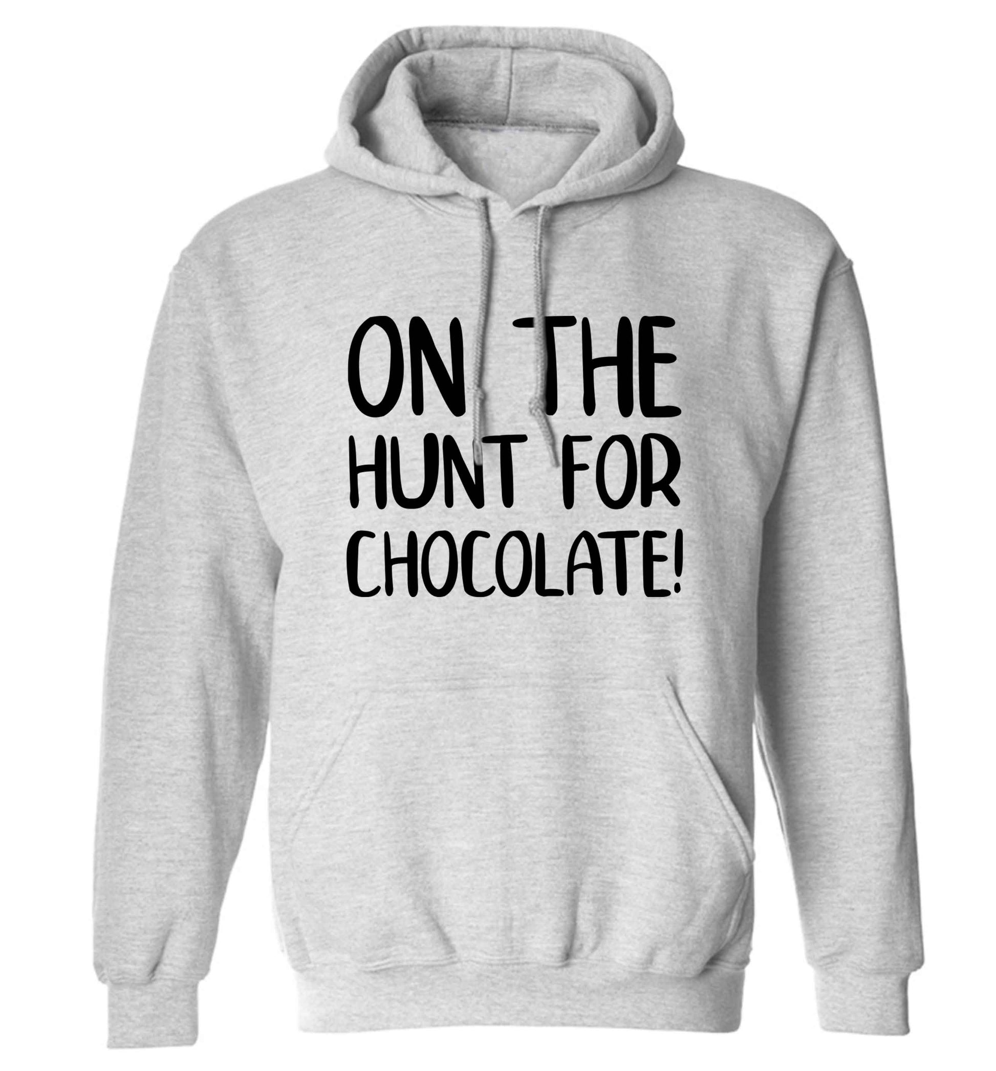 On the hunt for chocolate! adults unisex grey hoodie 2XL