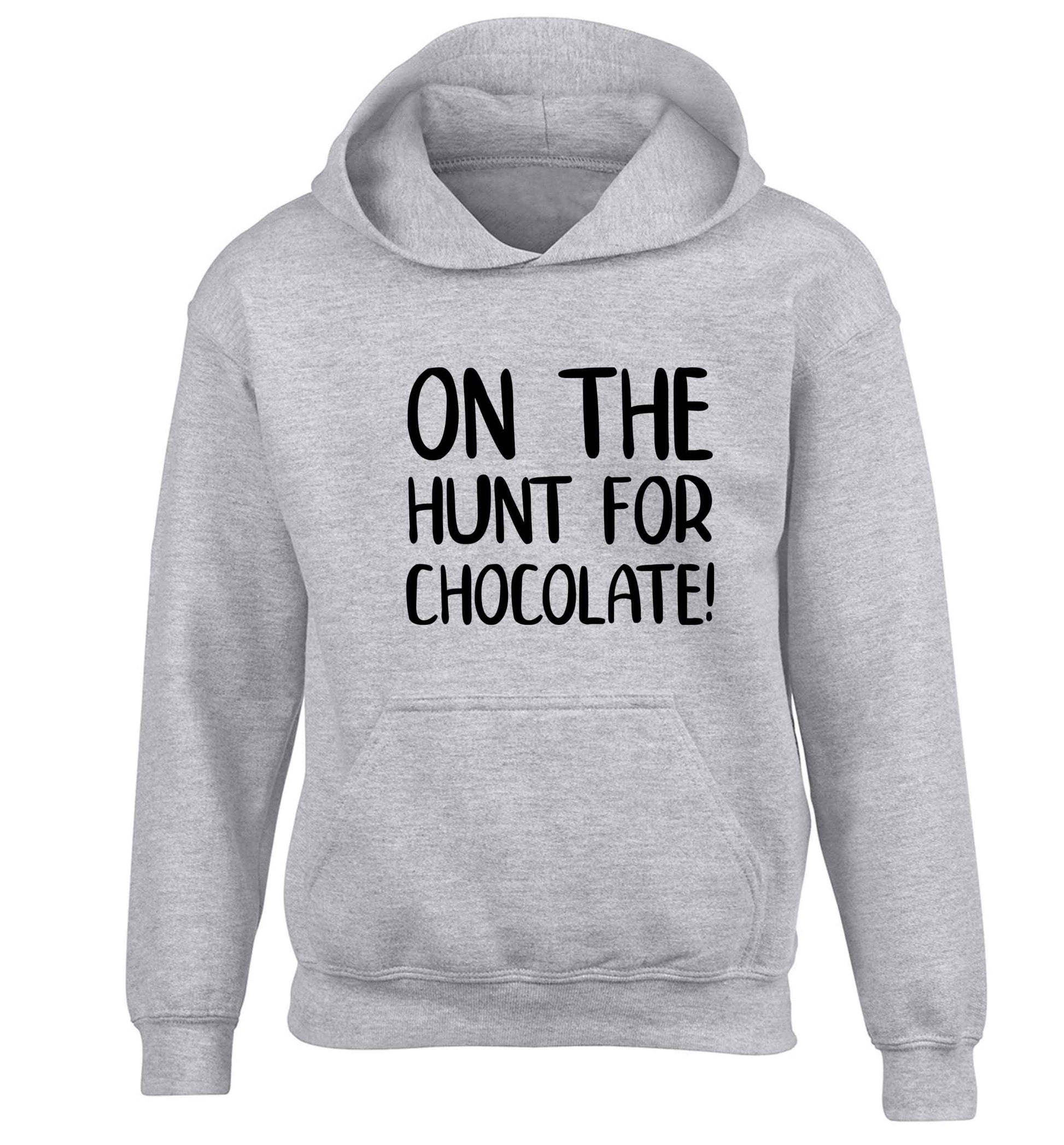 On the hunt for chocolate! children's grey hoodie 12-13 Years