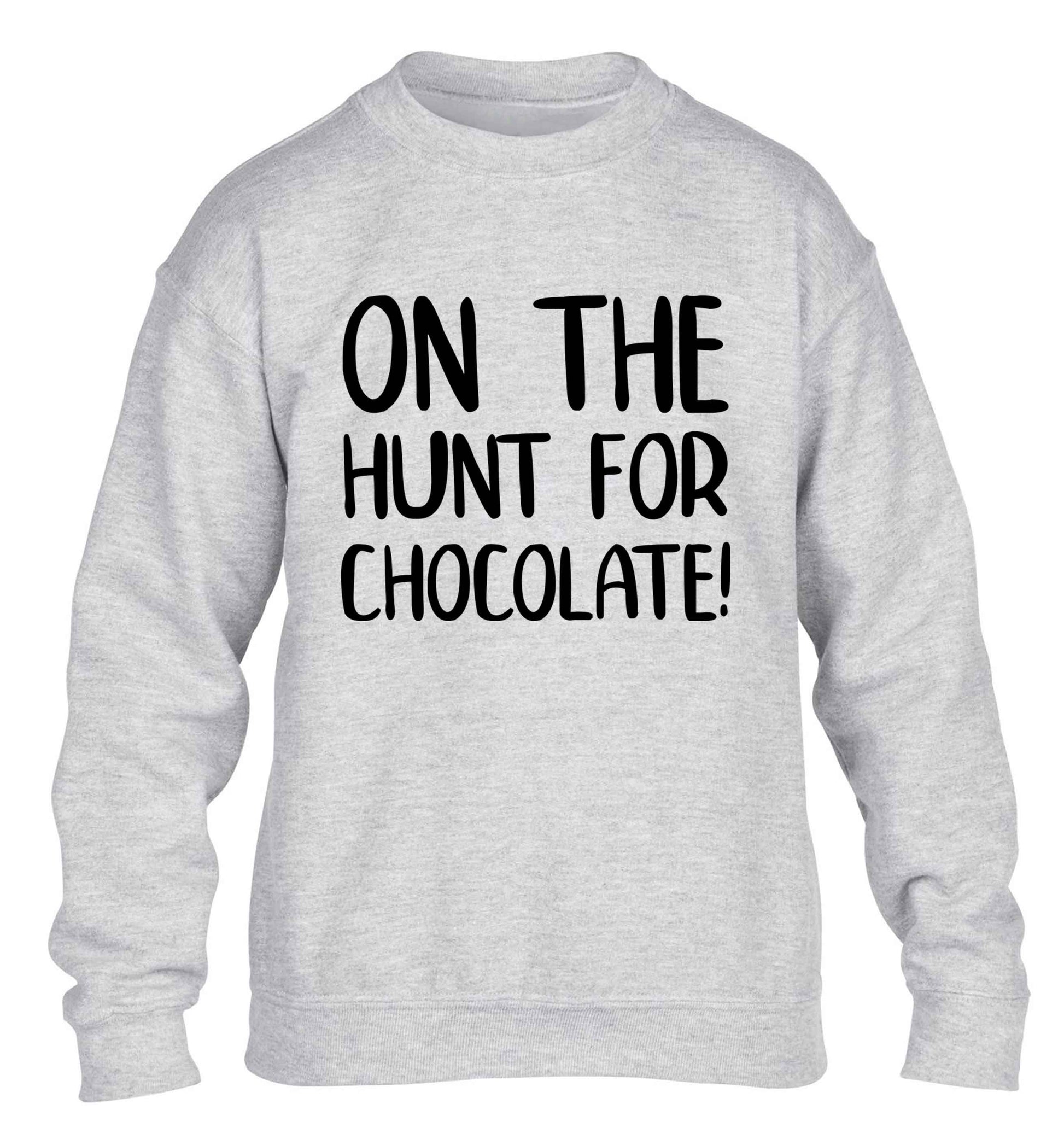 On the hunt for chocolate! children's grey sweater 12-13 Years