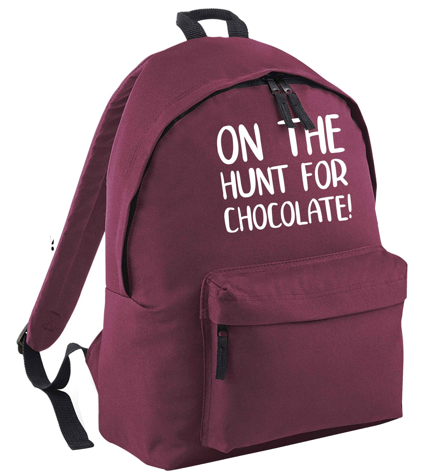 On the hunt for chocolate! maroon adults backpack