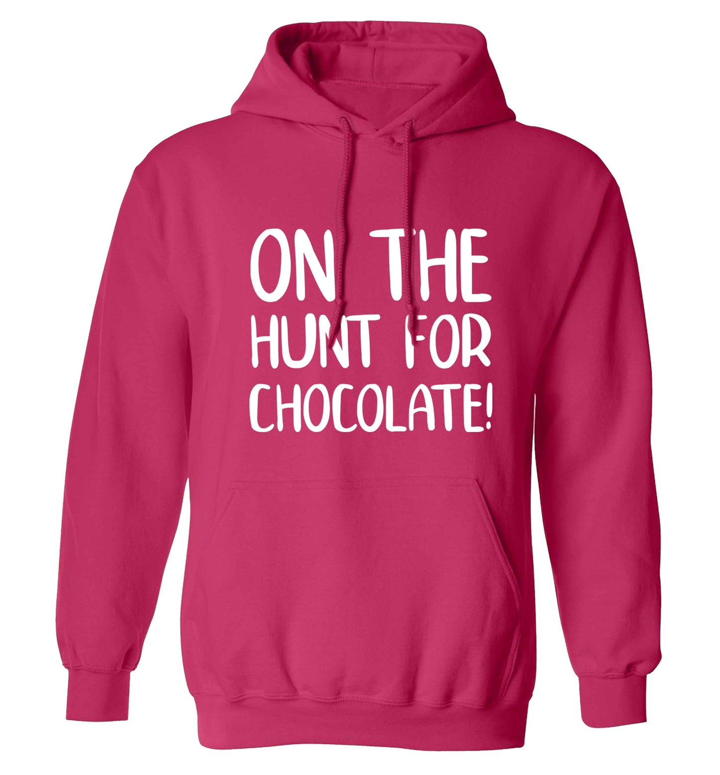 On the hunt for chocolate! adults unisex pink hoodie 2XL