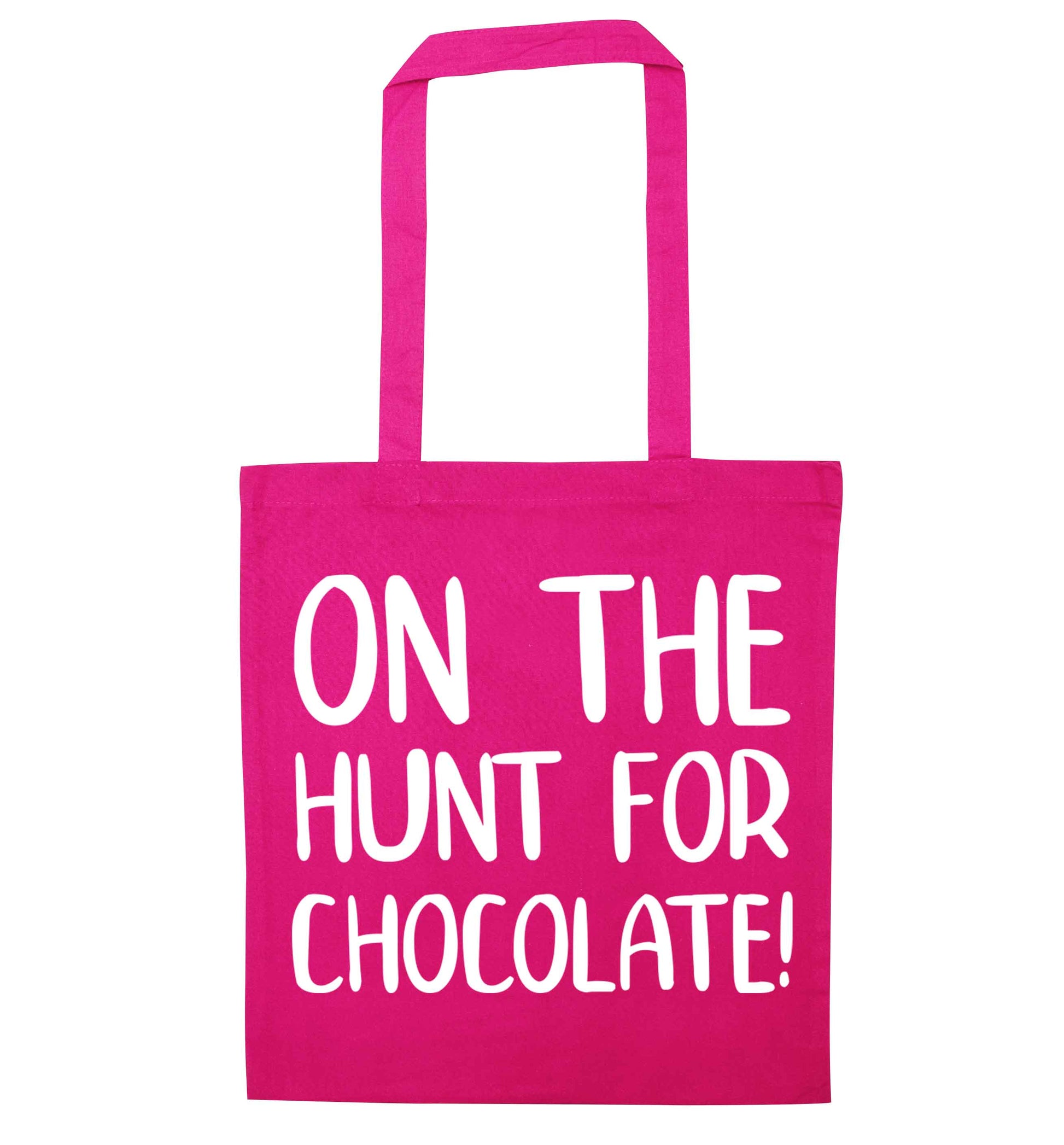 On the hunt for chocolate! pink tote bag