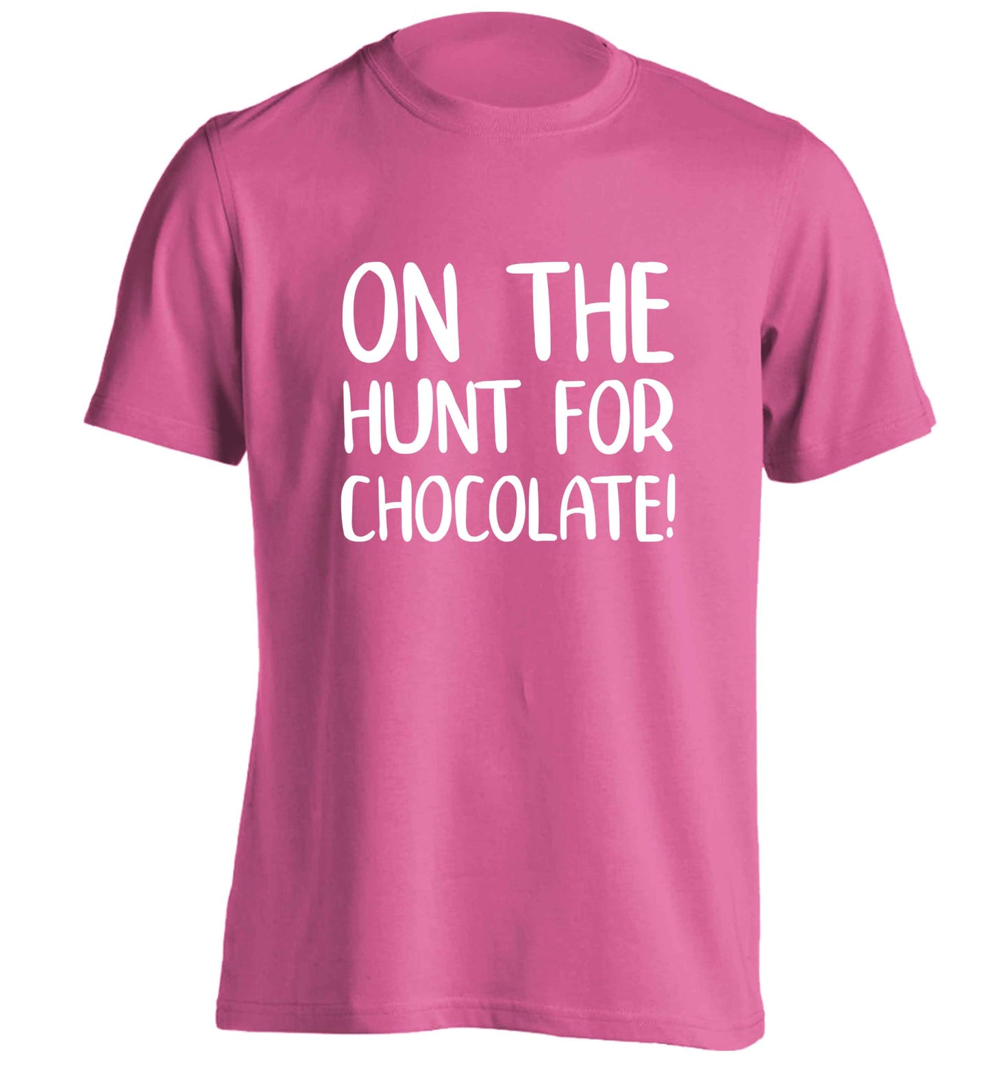 On the hunt for chocolate! adults unisex pink Tshirt 2XL